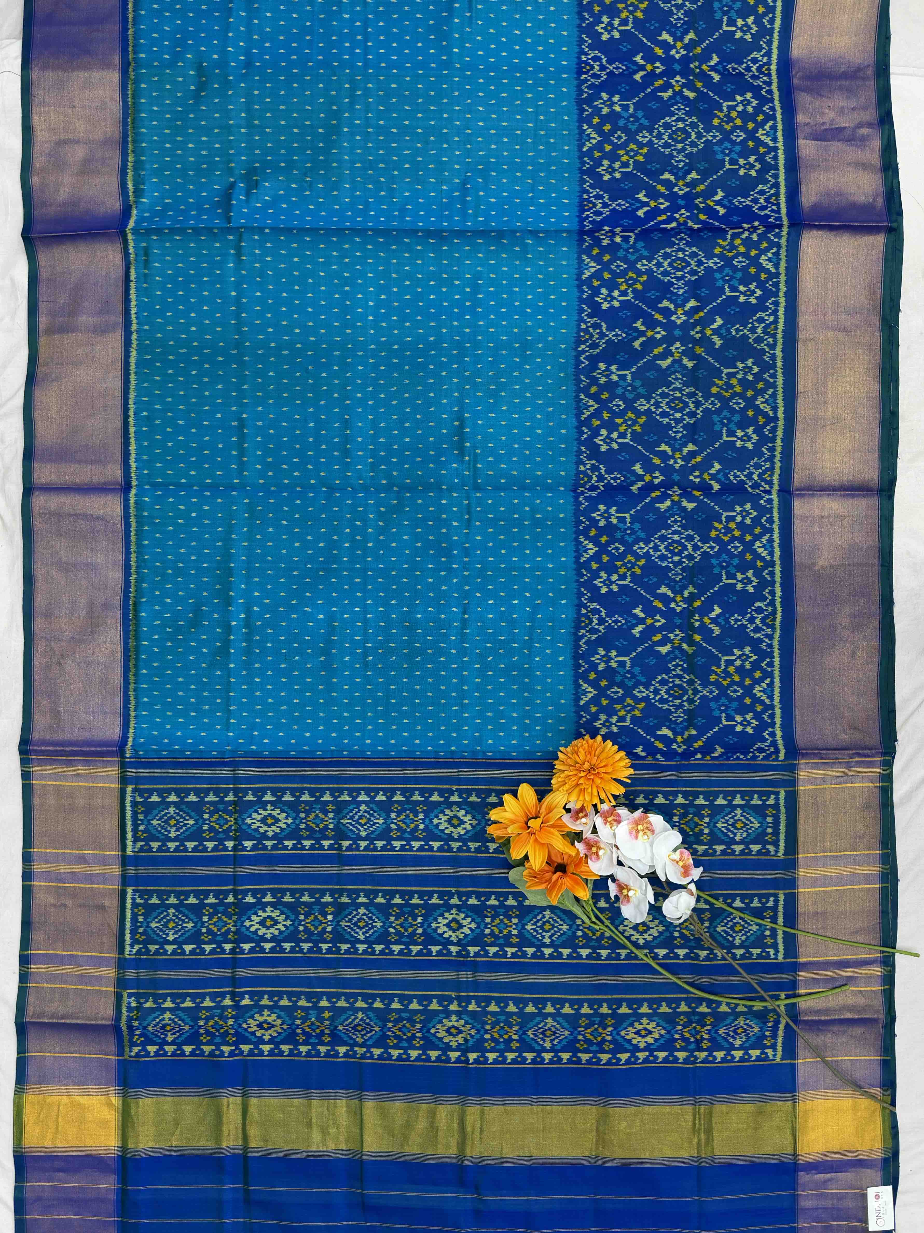Peacok Blue Skirt Border Rajkot Patola Saree