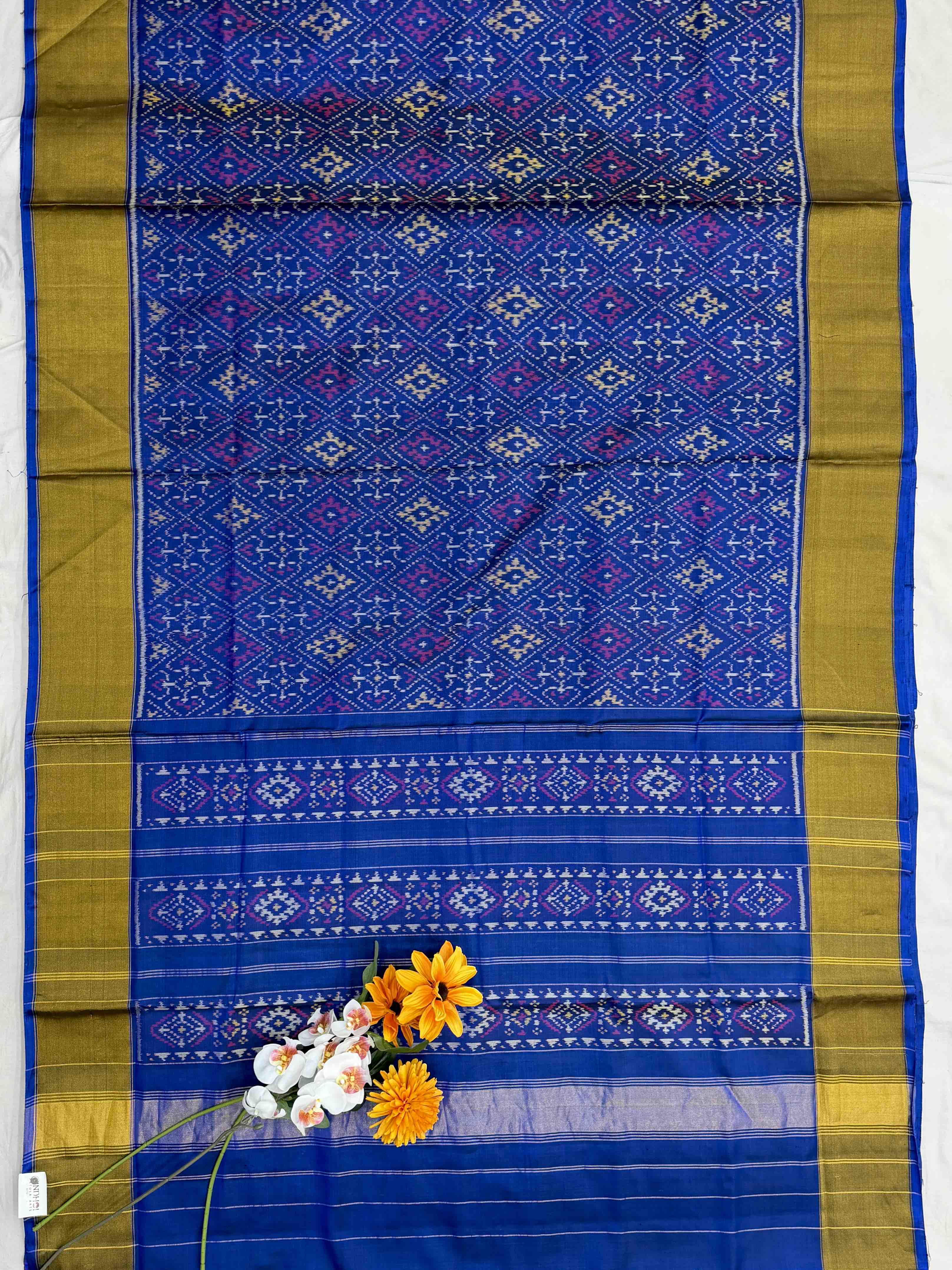 Blue Tissue Border Panchanda Patola Saree