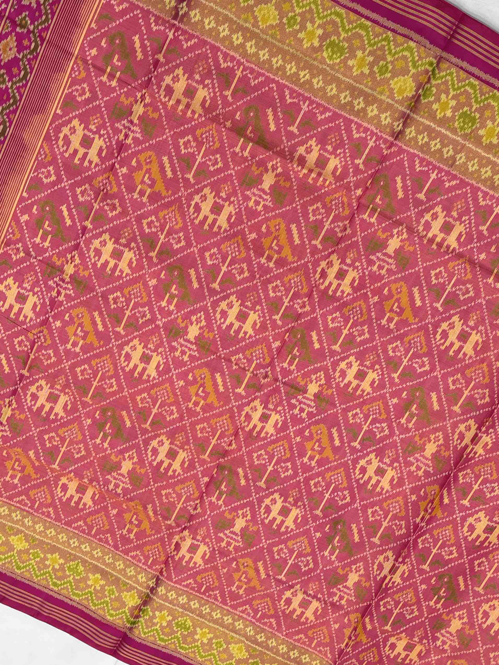Pink & Peach Narikunj Tissue border patola Saree