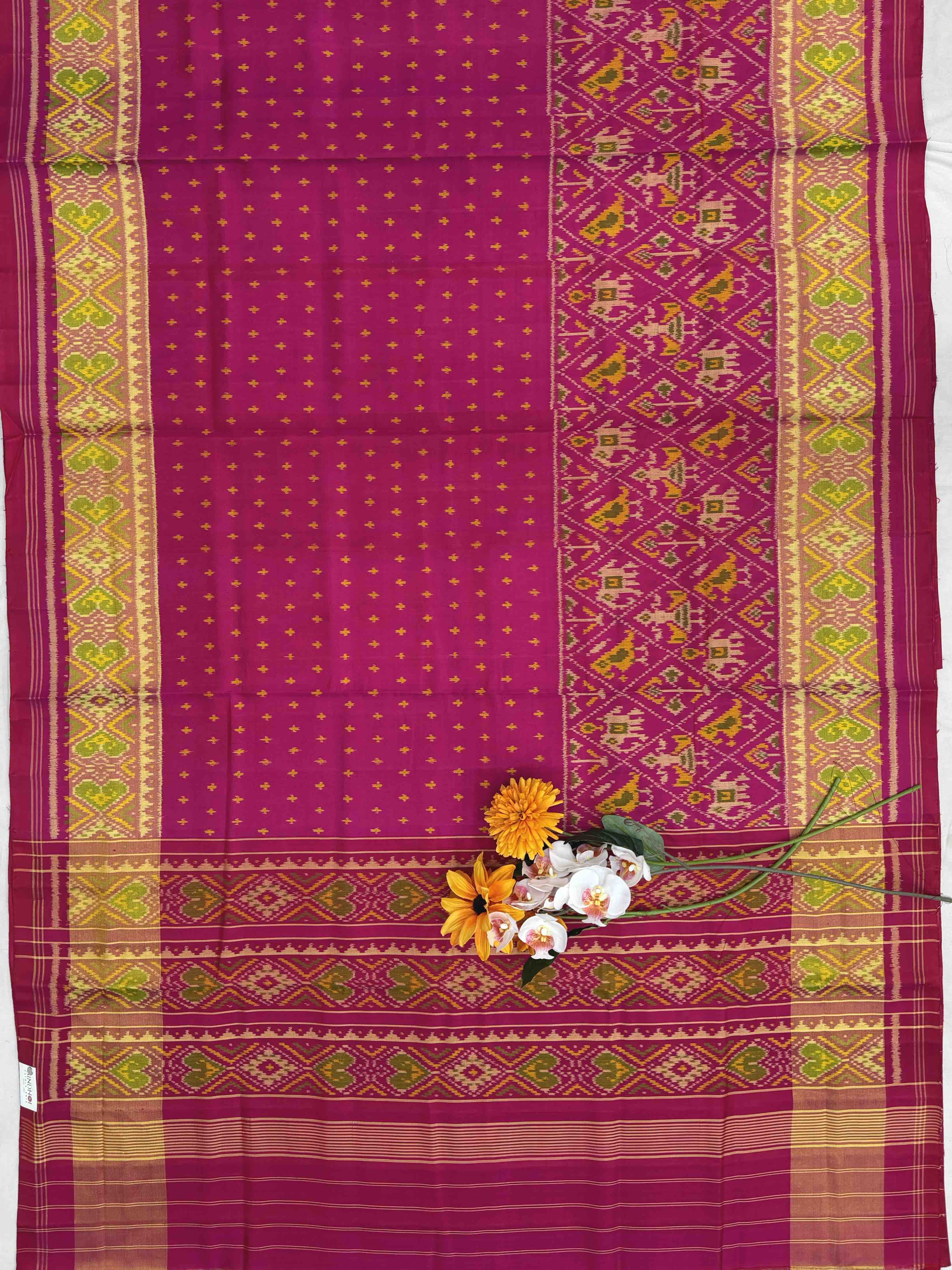 Rani pink skirt border narikunj Patola Saree
