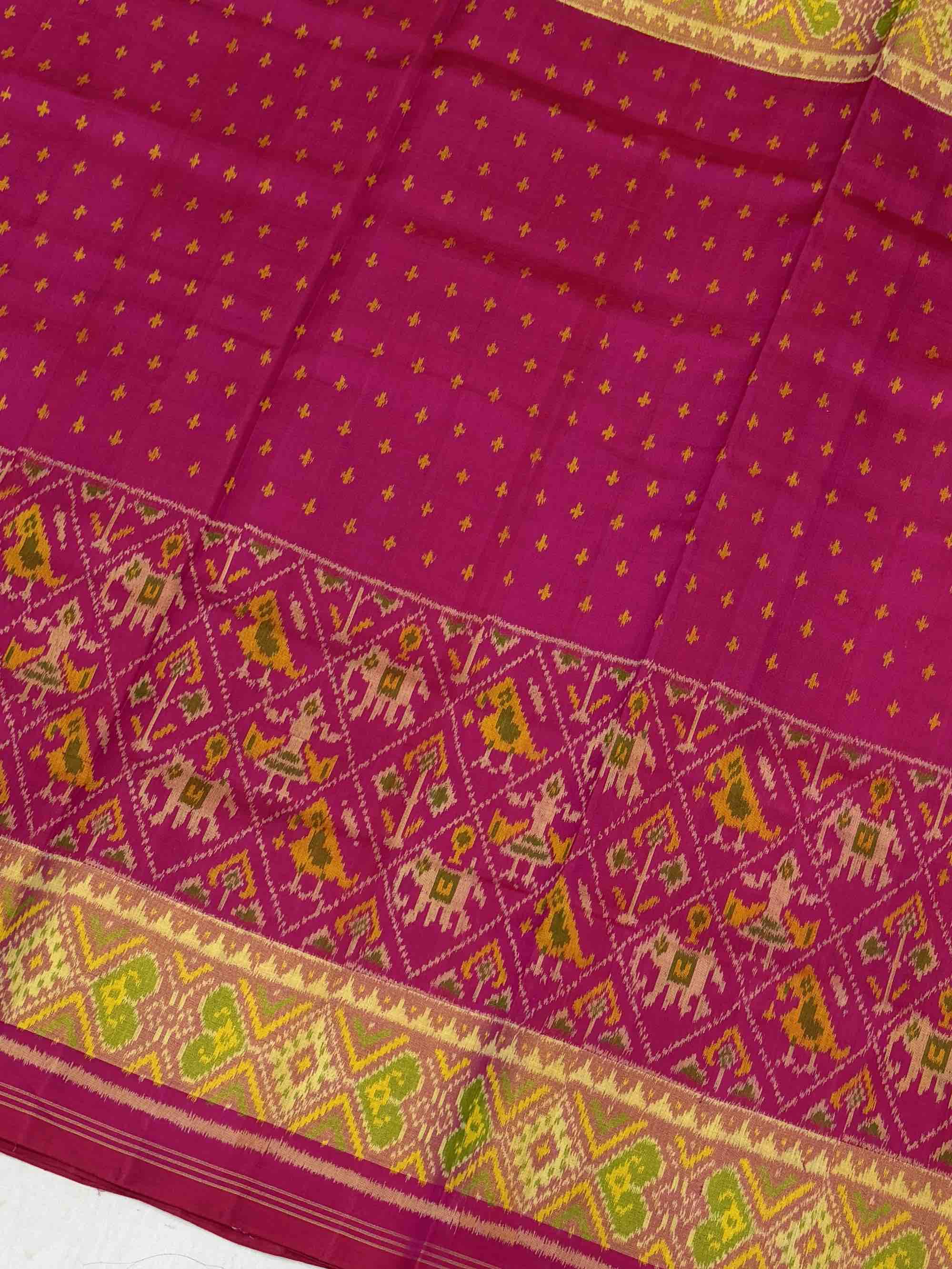 Rani pink skirt border narikunj Patola Saree
