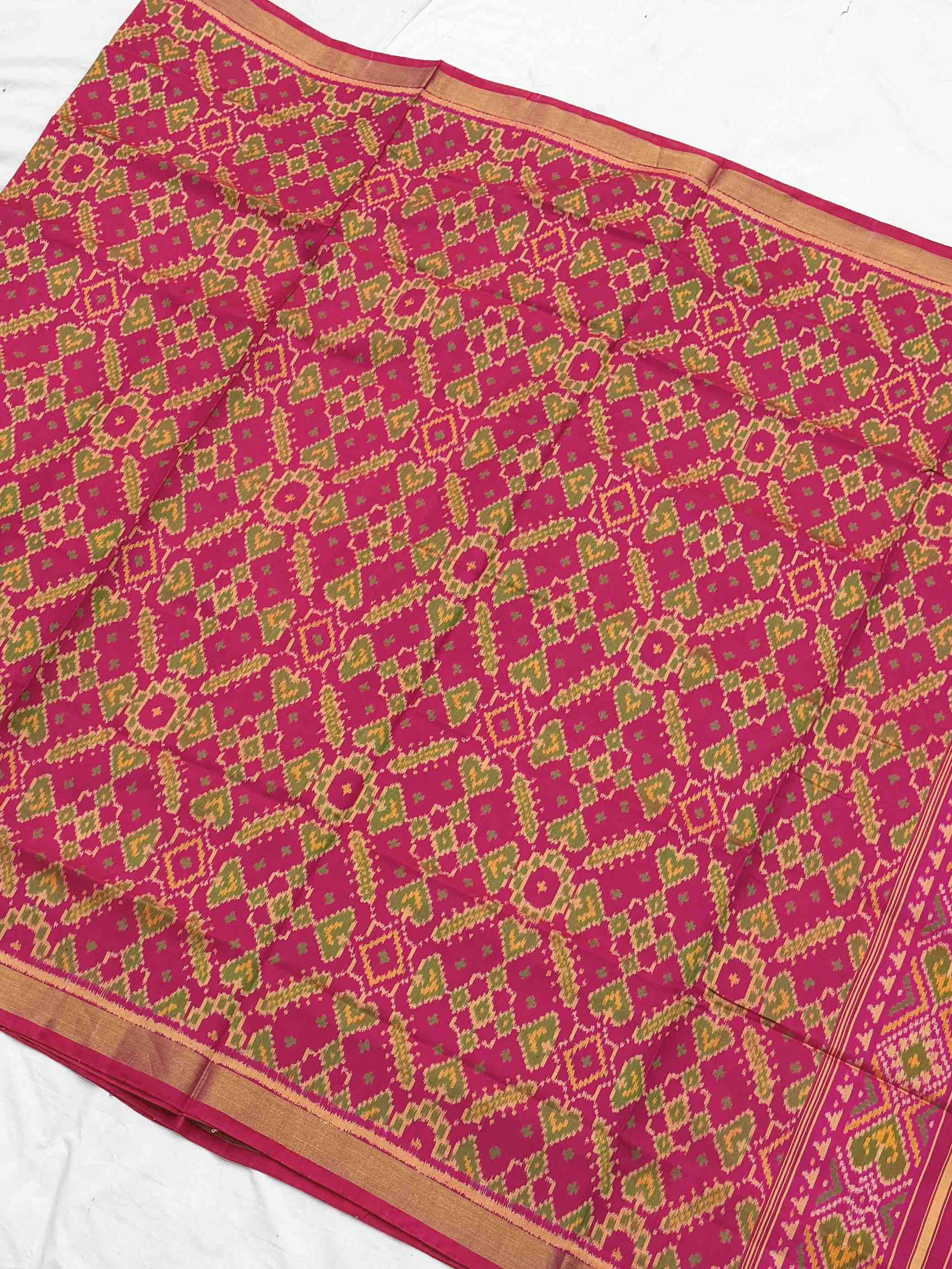 Pink Lagdi Patti Manekchawk Tissue Border Patola Saree