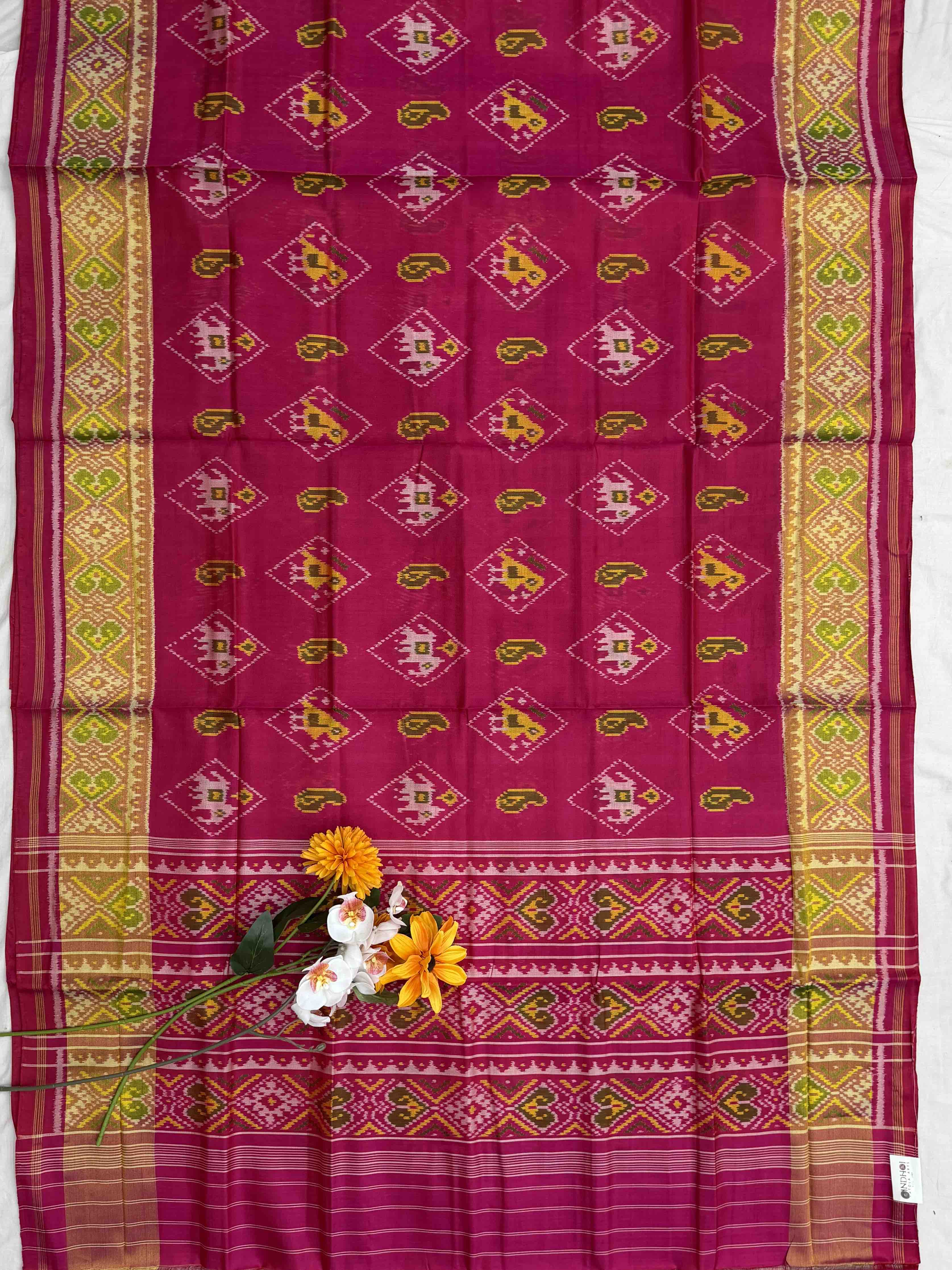 Pink Diamond Narikunj Tissue border Rajkot Patola