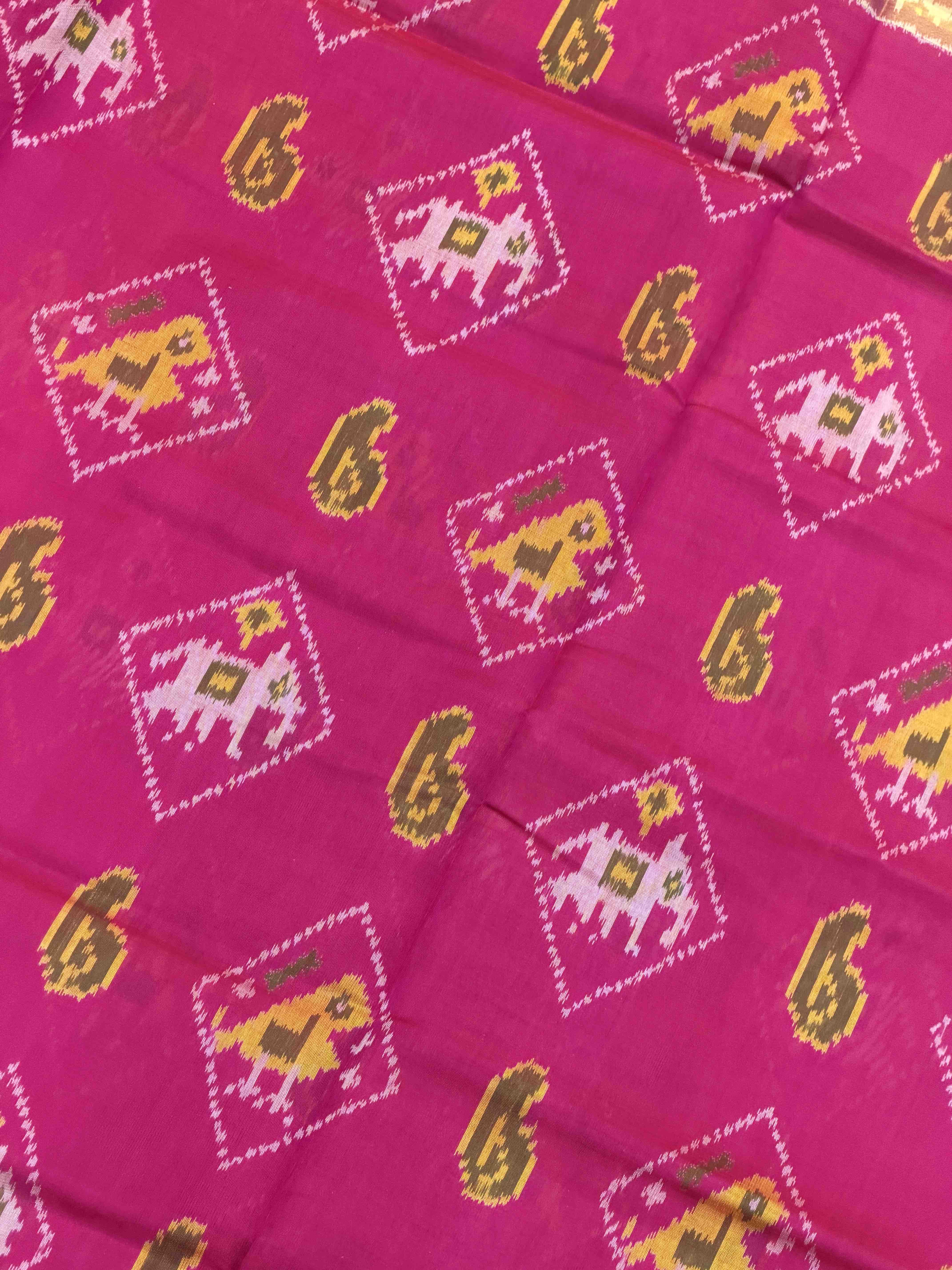 Pink Diamond Narikunj Tissue border Rajkot Patola