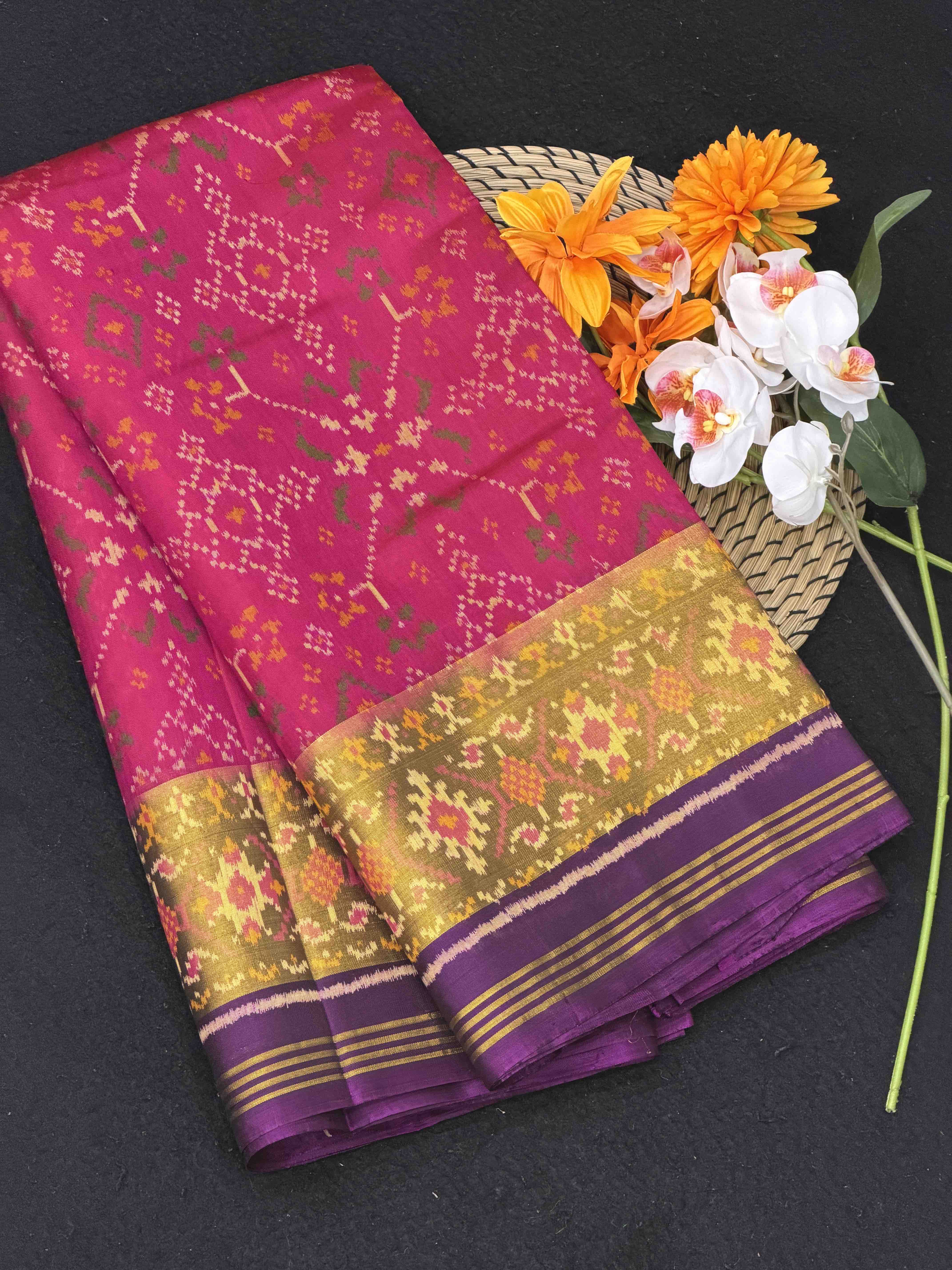 Purple pink Navratan Rajkot Patola Saree