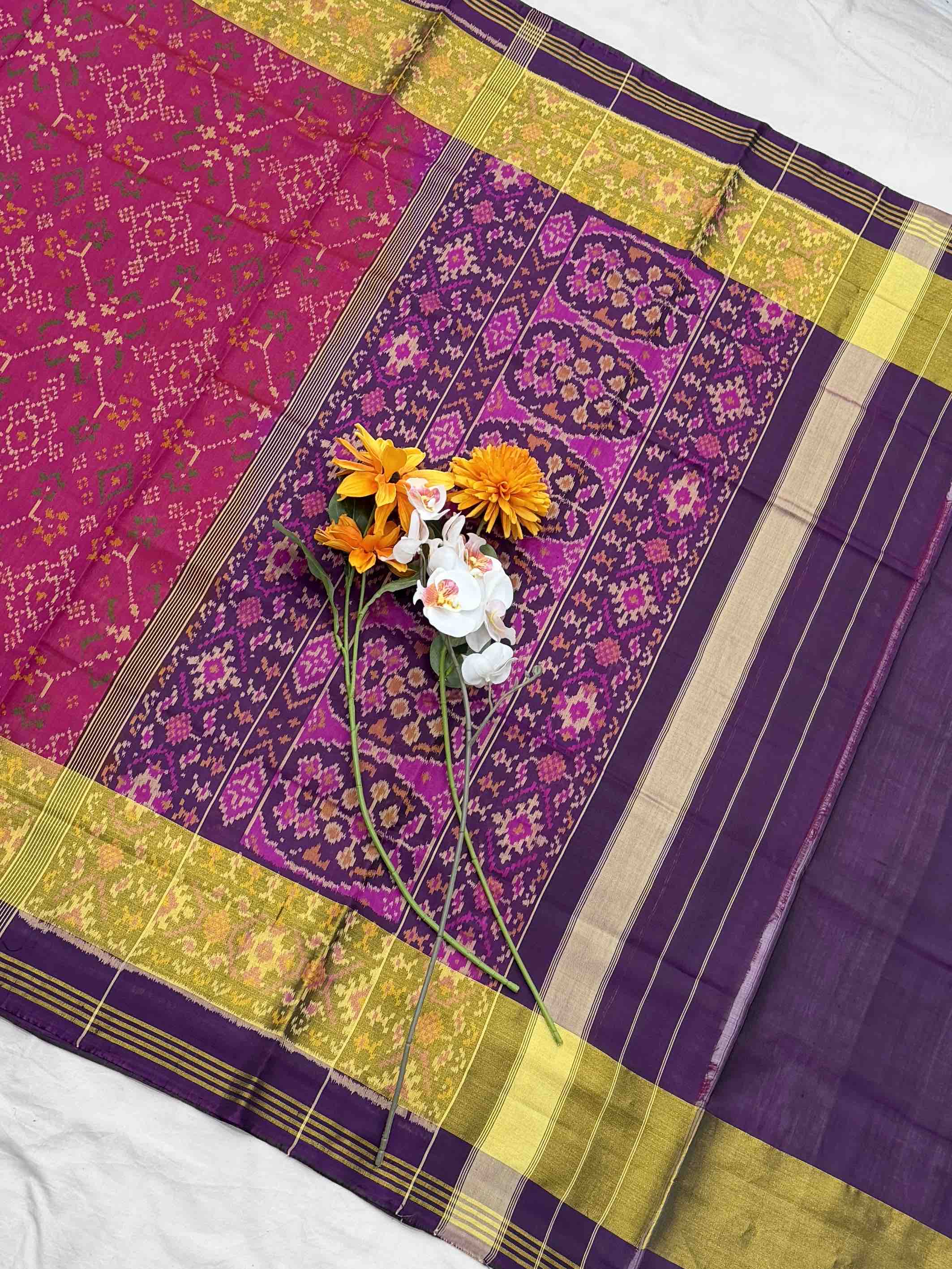 Purple pink Navratan Rajkot Patola Saree