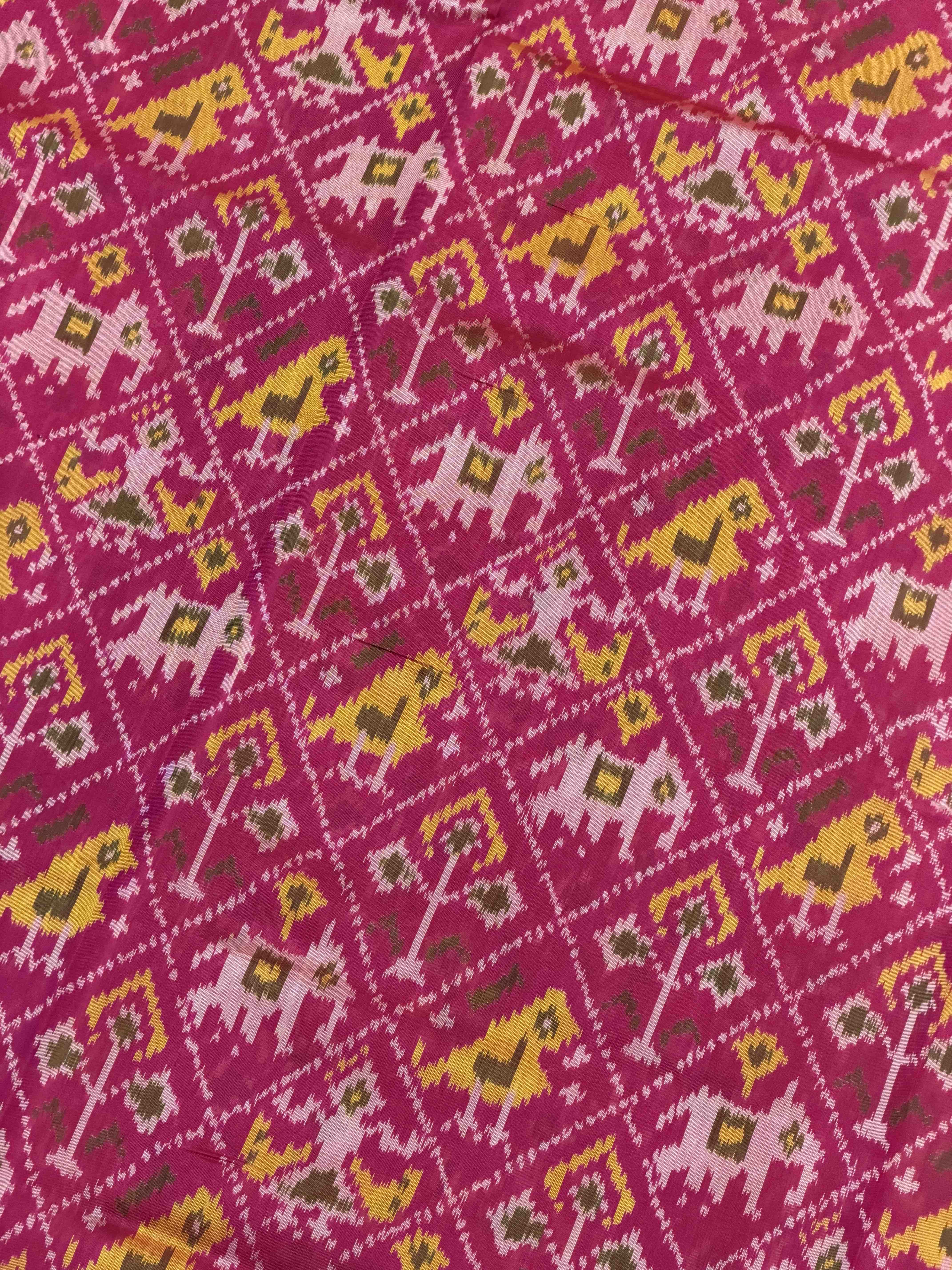 Rani pink Narikunj Tissue Border Patola Saree