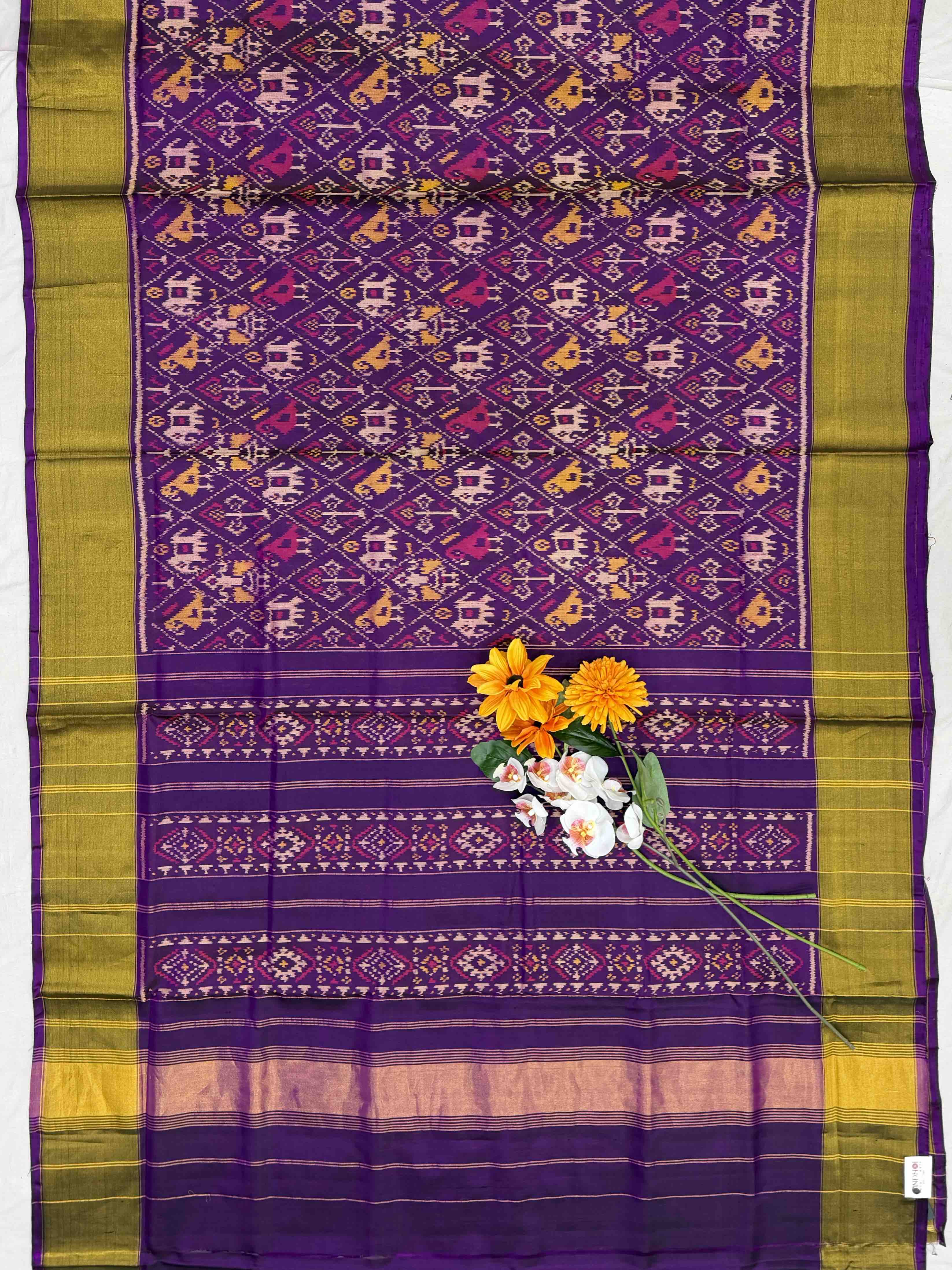 Purple Narikunj Tissue Border Patola Saree
