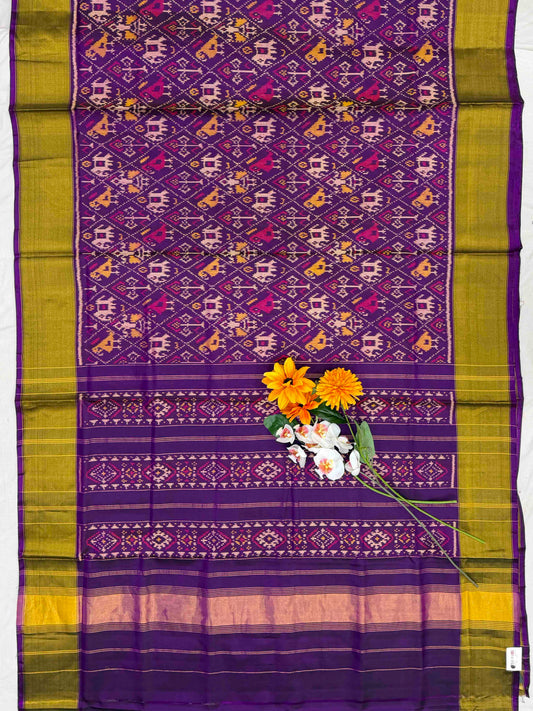 Purple Narikunj Tissue Border Patola Saree