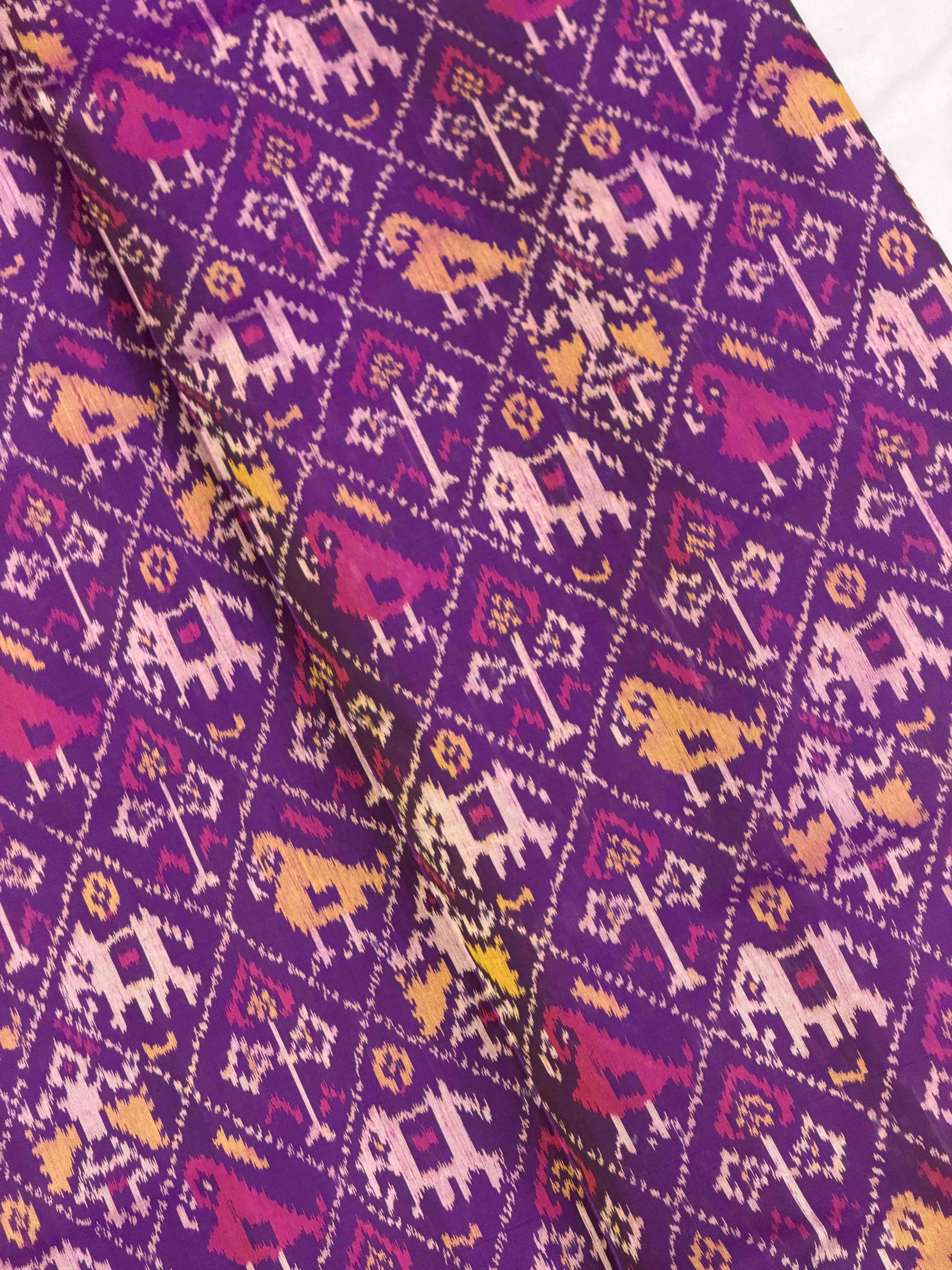 Purple Narikunj Tissue Border Patola Saree