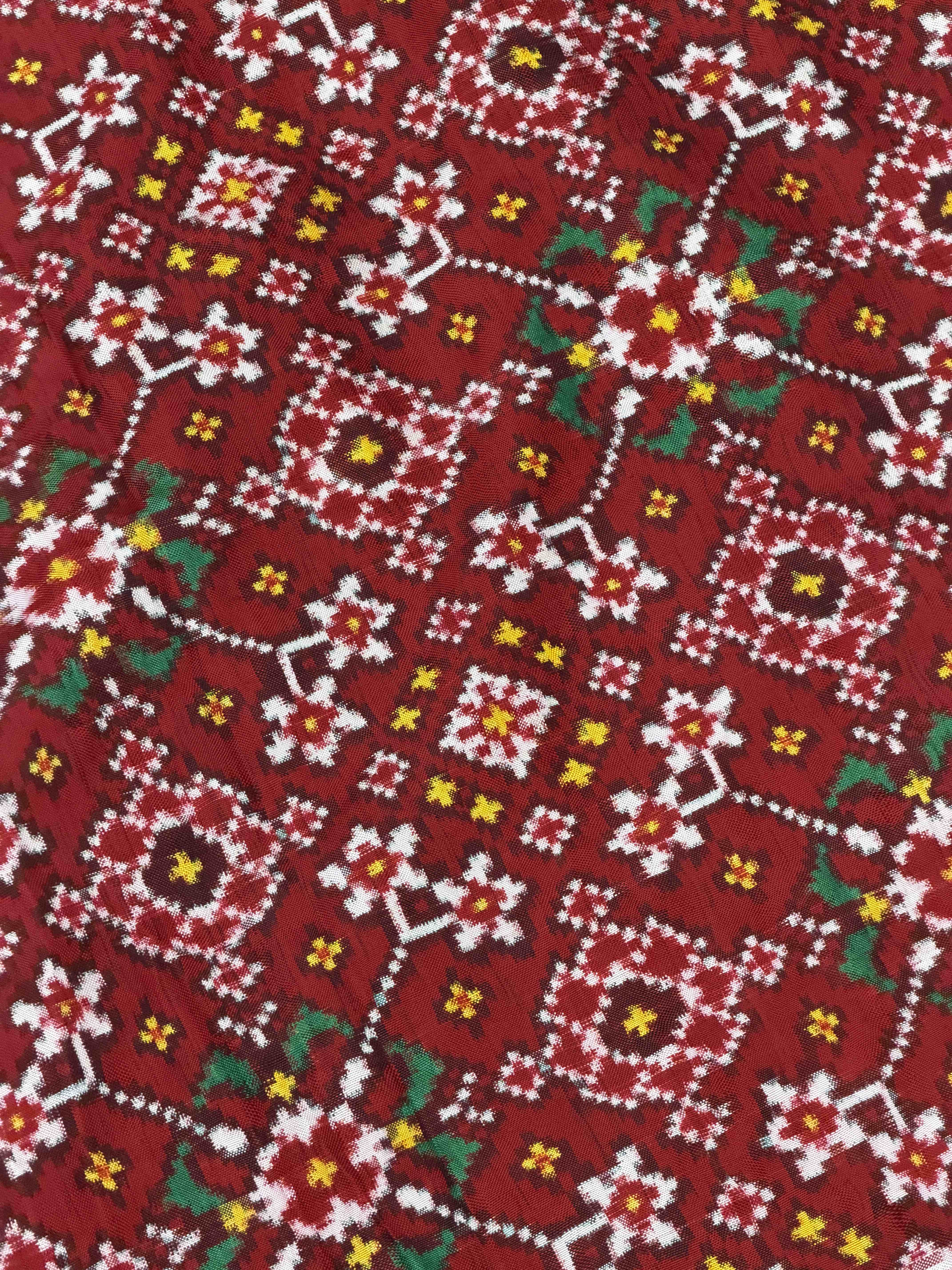 White & Red Navaratan Double Ikat Patola Saree