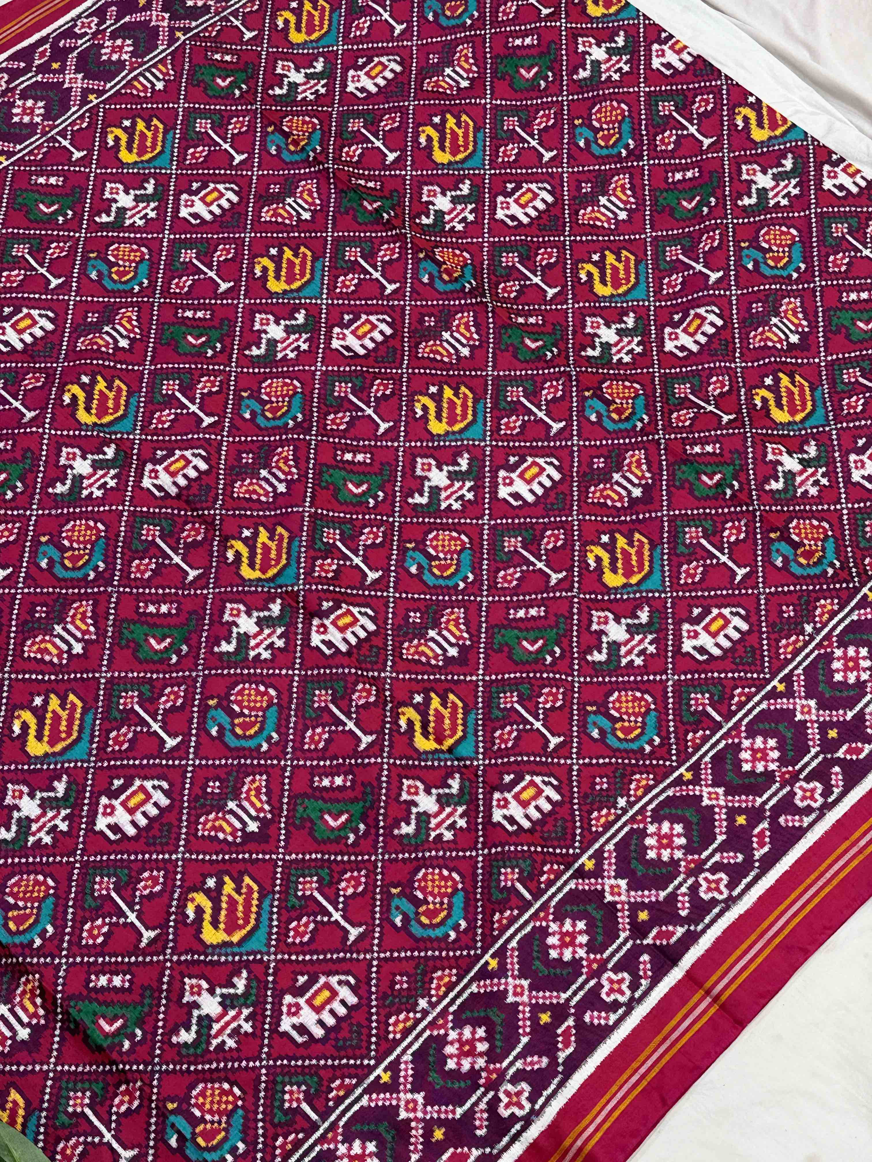 Pink Narikunjar Double Ikat Patola Saree