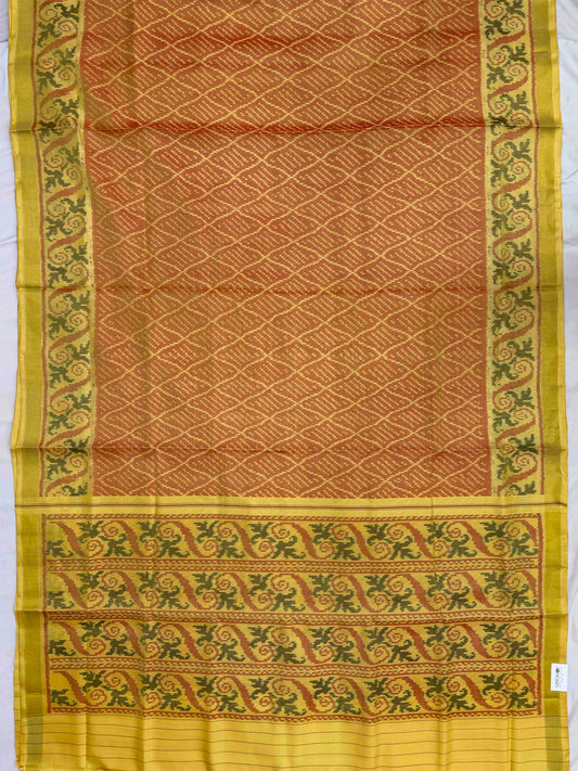 Light Yellow & carrot fancy design Patola saree