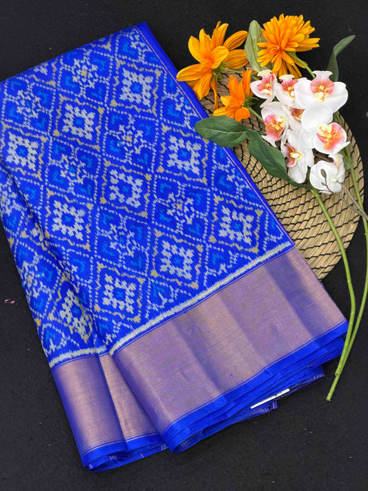Electric blue Panchanda Rajkot Patola Saree