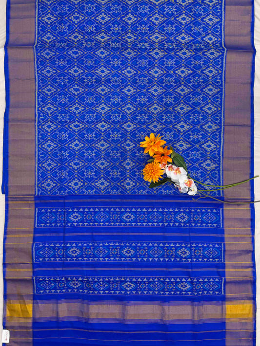 Electric blue Panchanda Rajkot Patola Saree
