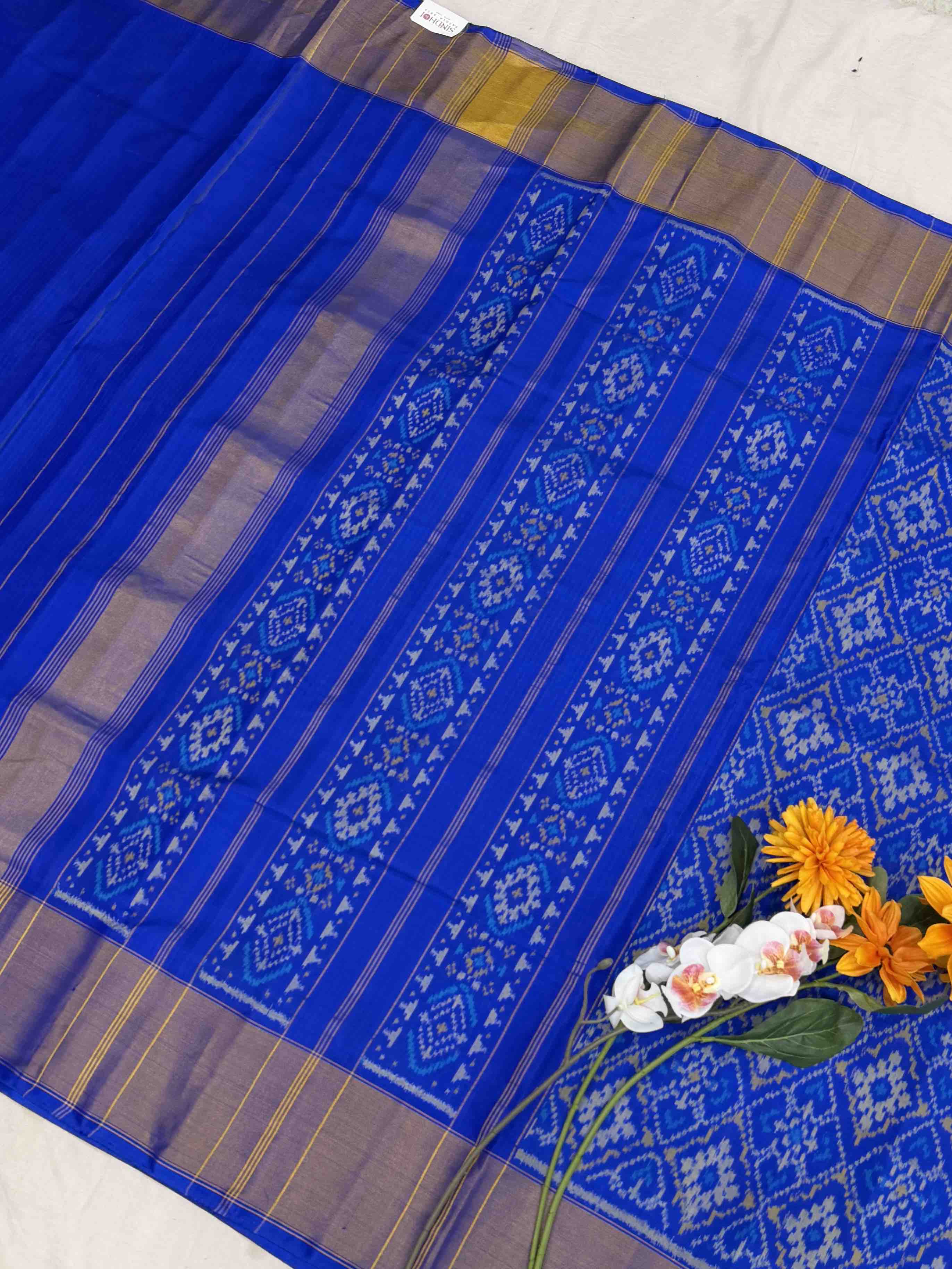 Electric blue Panchanda Rajkot Patola Saree