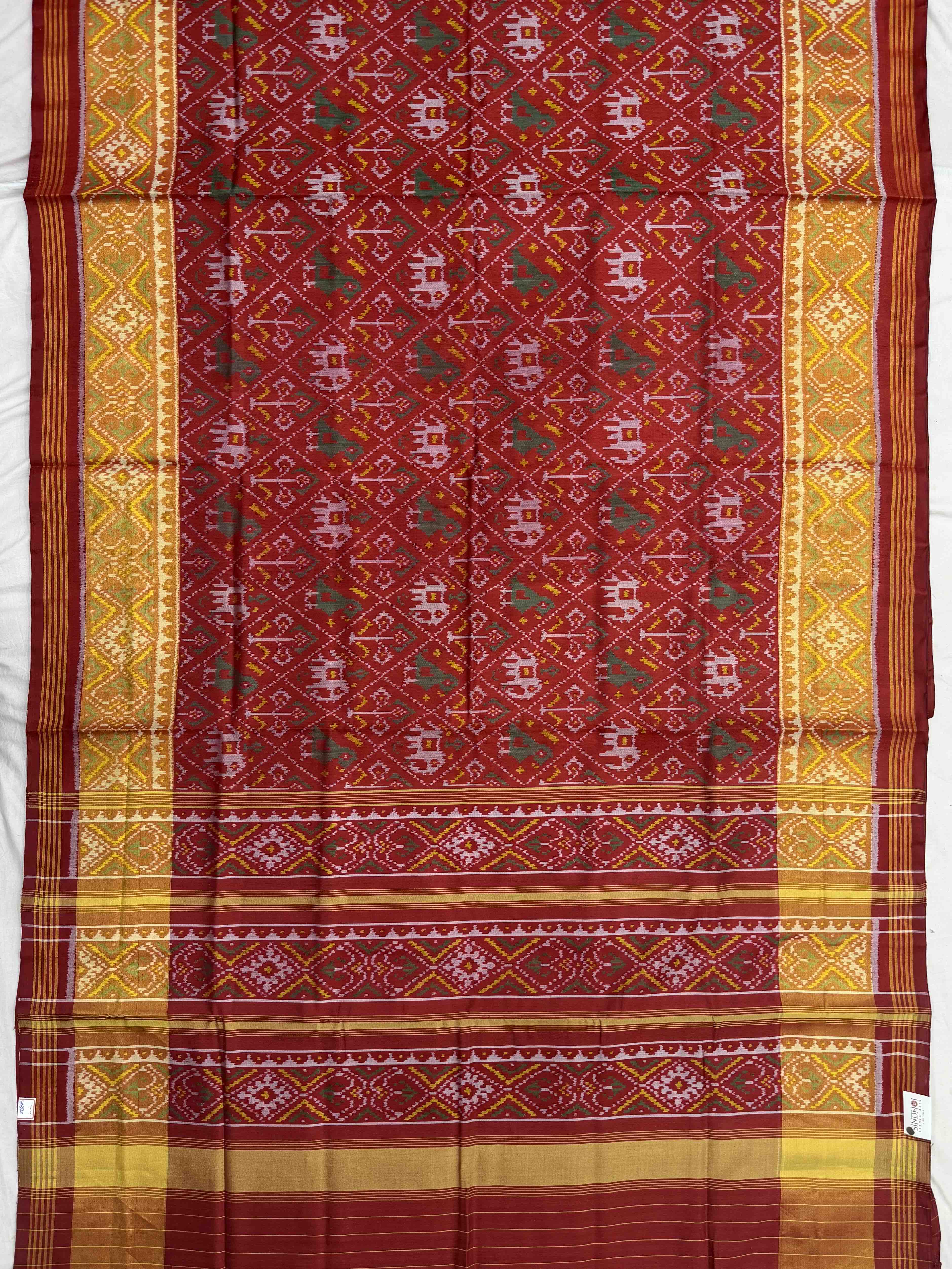 Maroon Narikunj tissue border Patola Saree