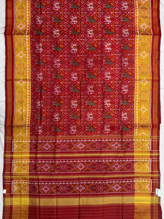 Maroon Narikunj tissue border Patola Saree