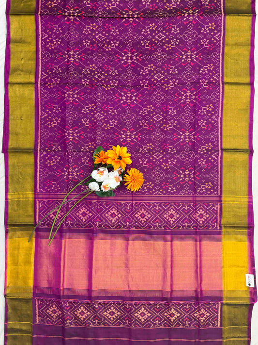 Purple panchanda Broad tissue border Rajkot Patola Sare