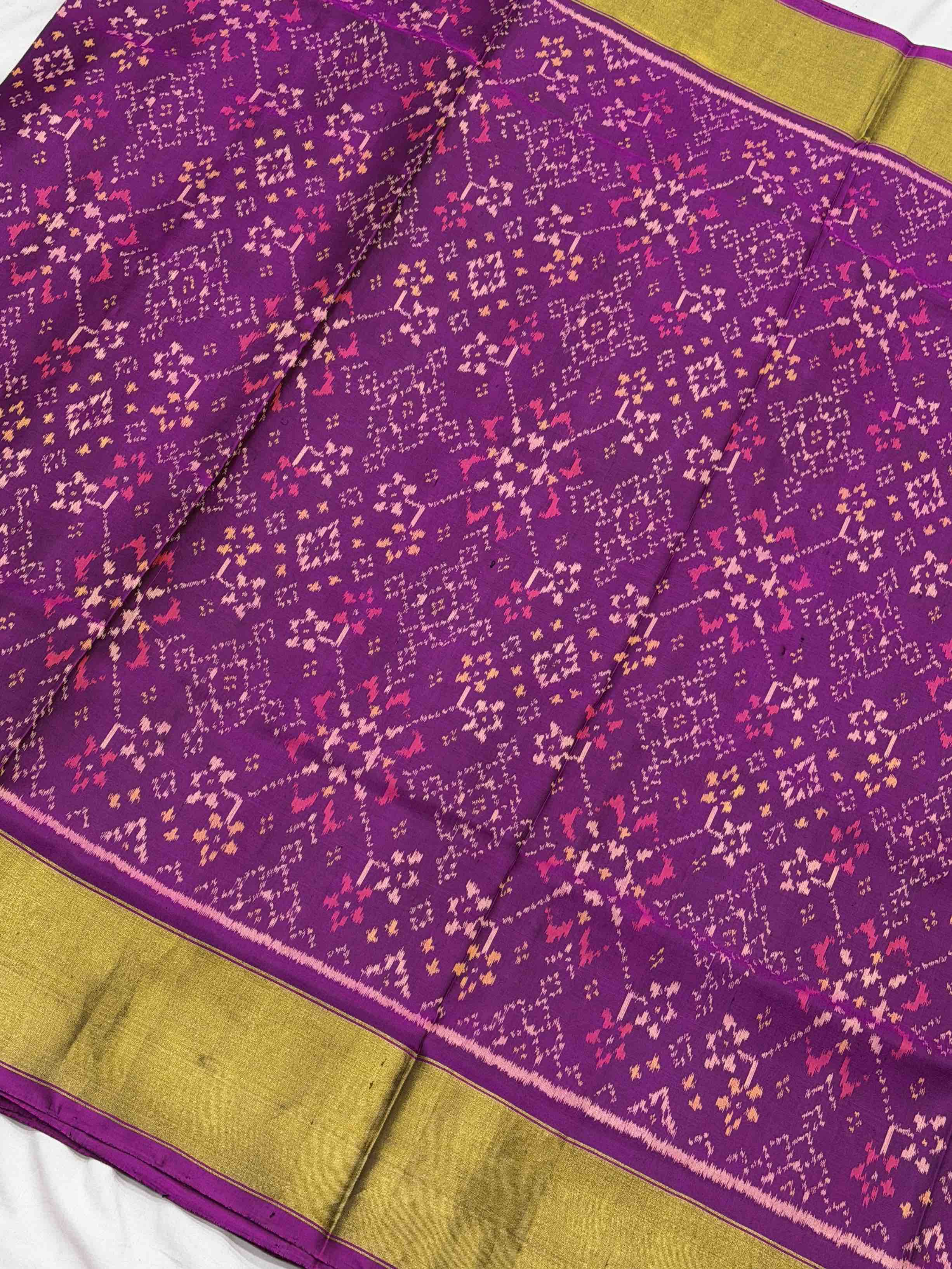 Purple panchanda Broad tissue border Rajkot Patola Sare