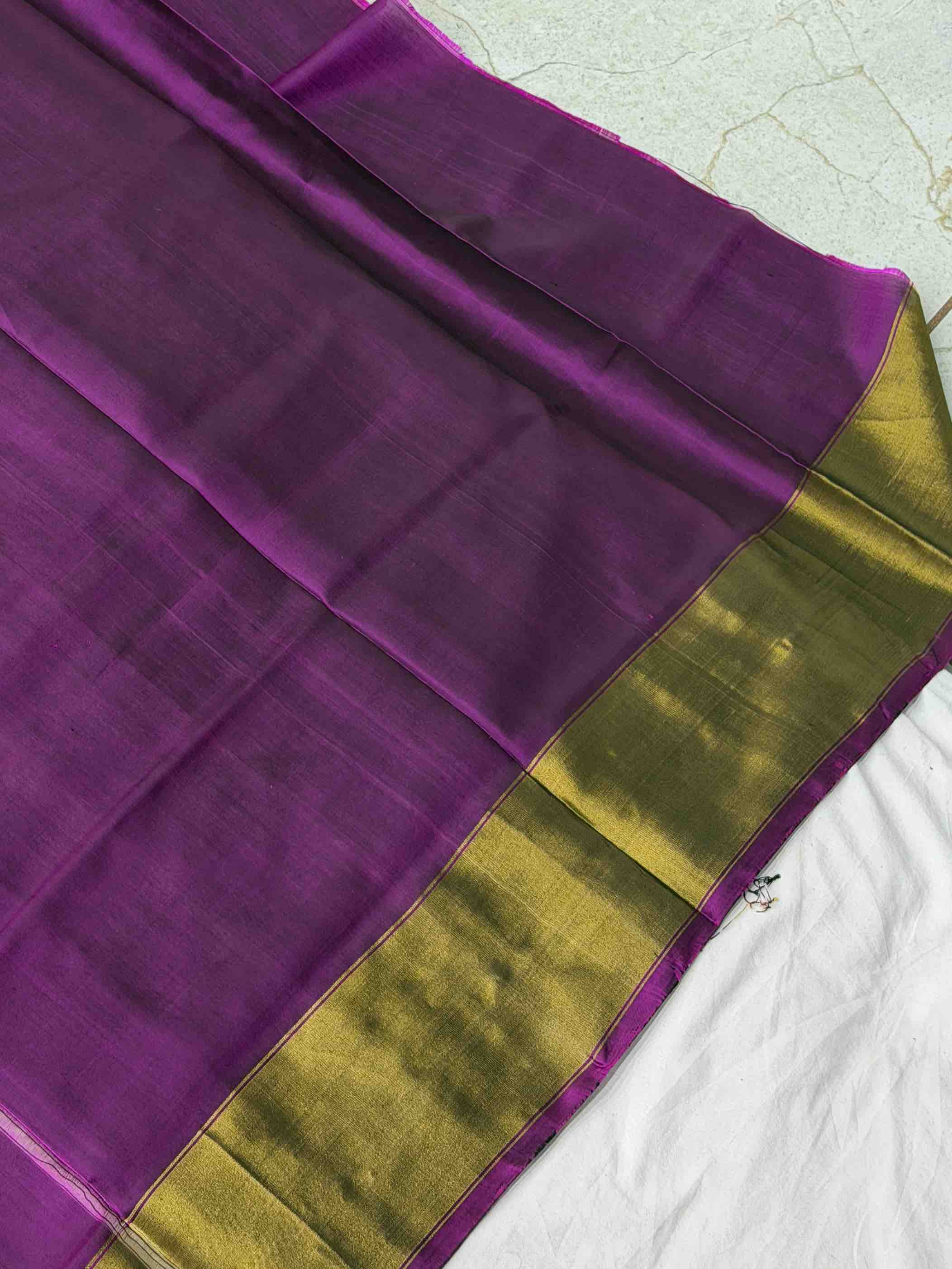 Purple panchanda Broad tissue border Rajkot Patola Sare