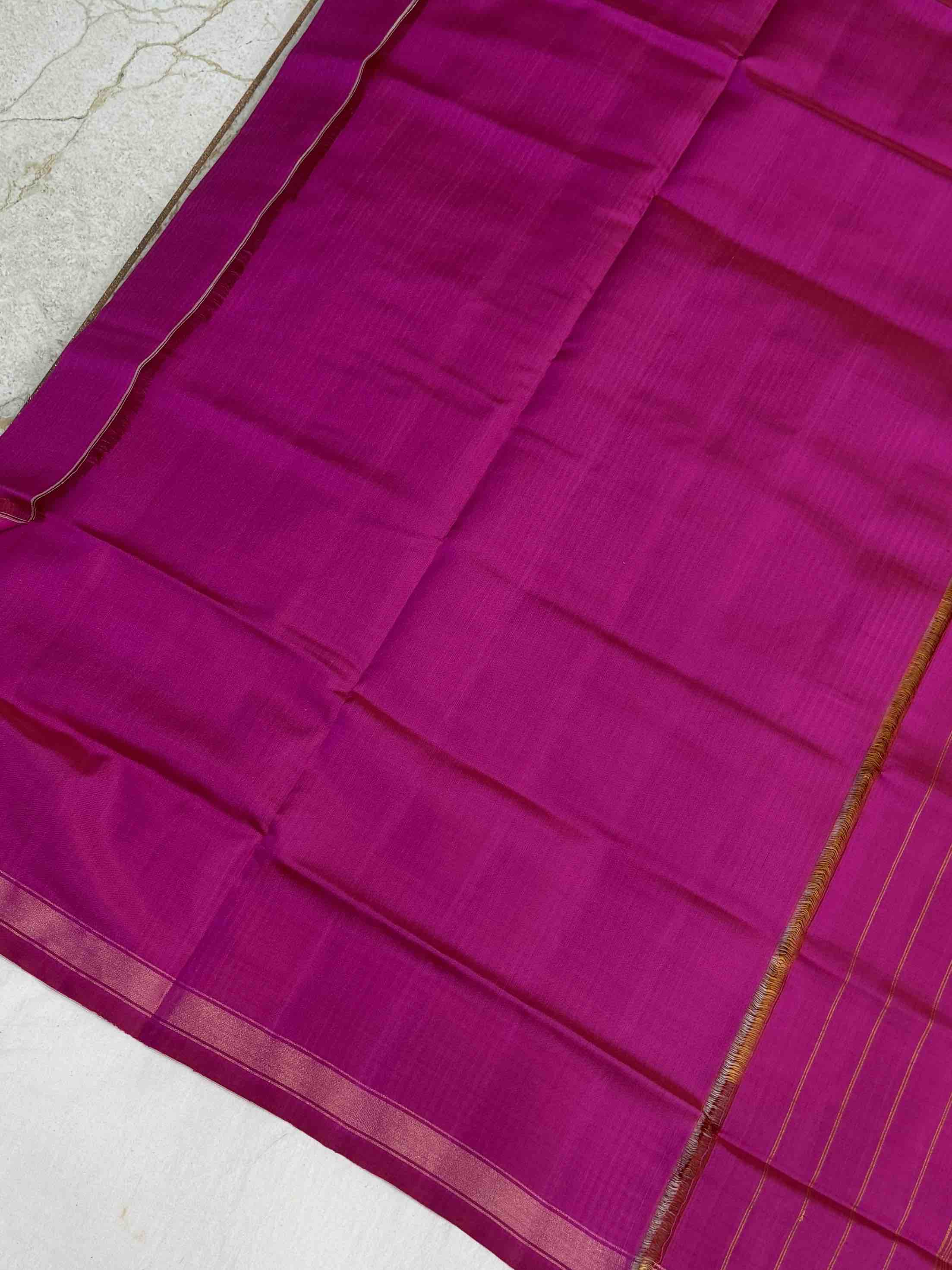 Magenta pink & Peach panchanda small border patola saree