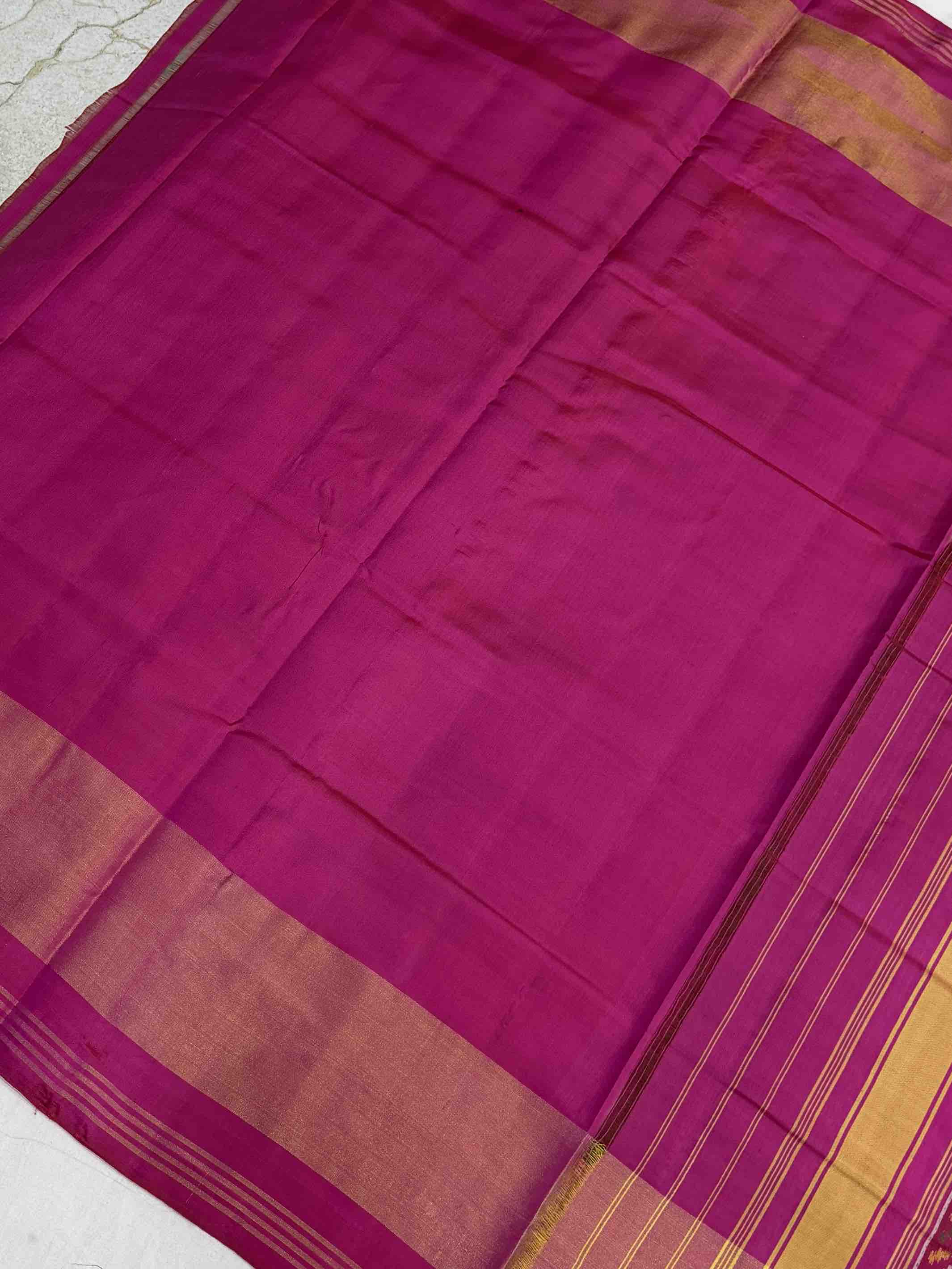 Pink & Green Navaratan Tissue border Patola Saree