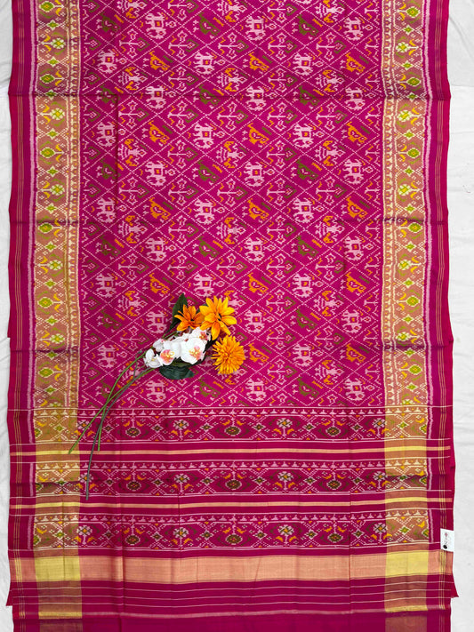 Pink Narikunj tissue border Rajkot Patola Saree