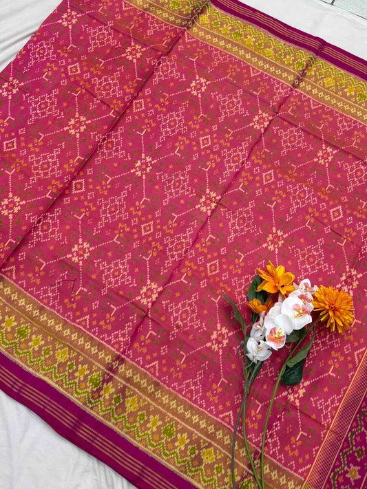 Pink & Peach navaratan Rajkot Patola Saree