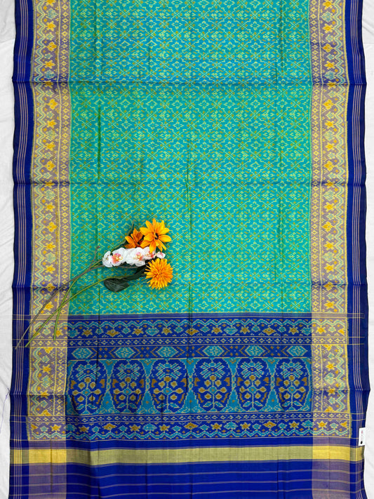 Blue & rama blue buttonful rajkot Patola Saree
