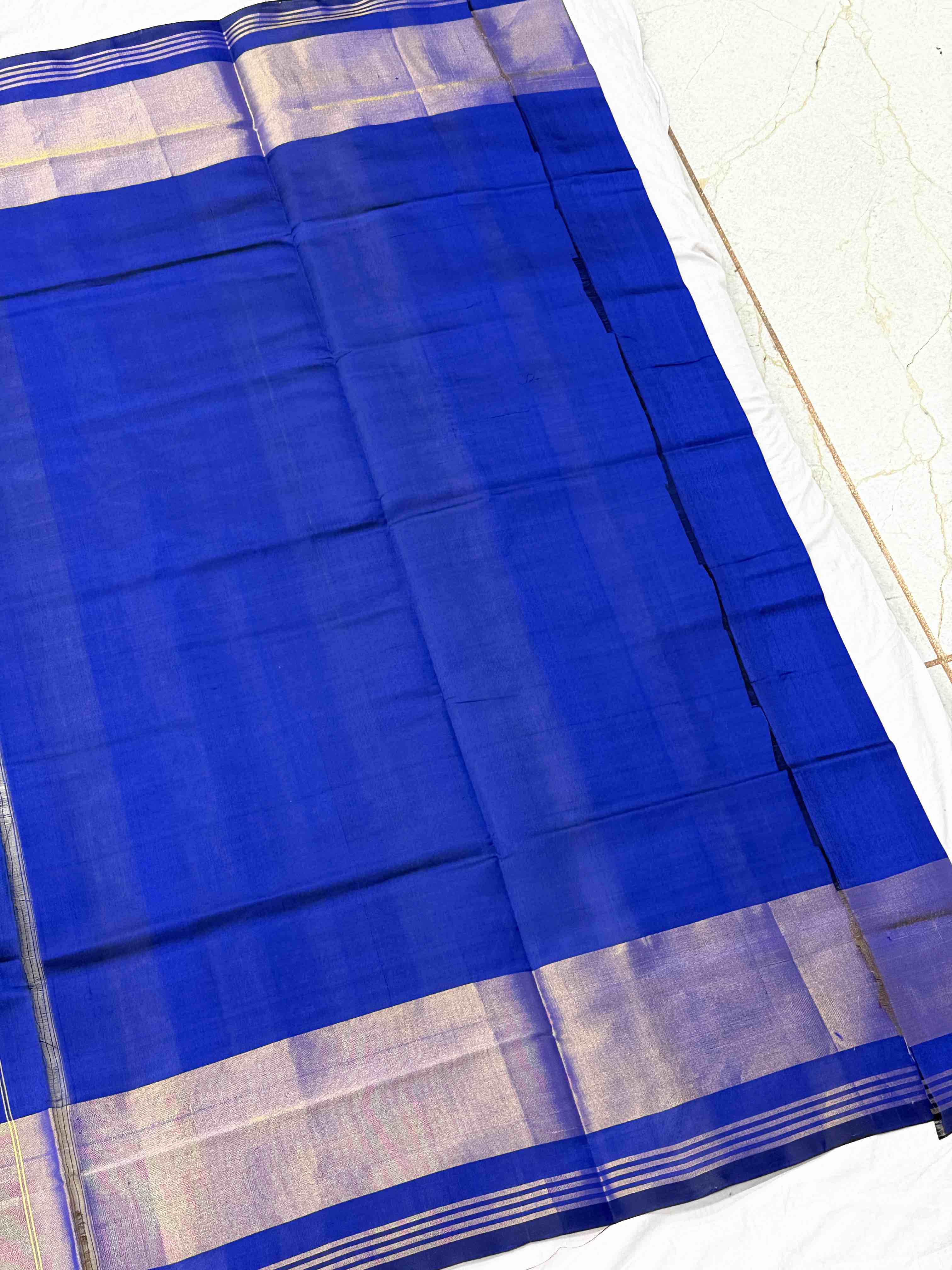 Blue & rama blue buttonful rajkot Patola Saree