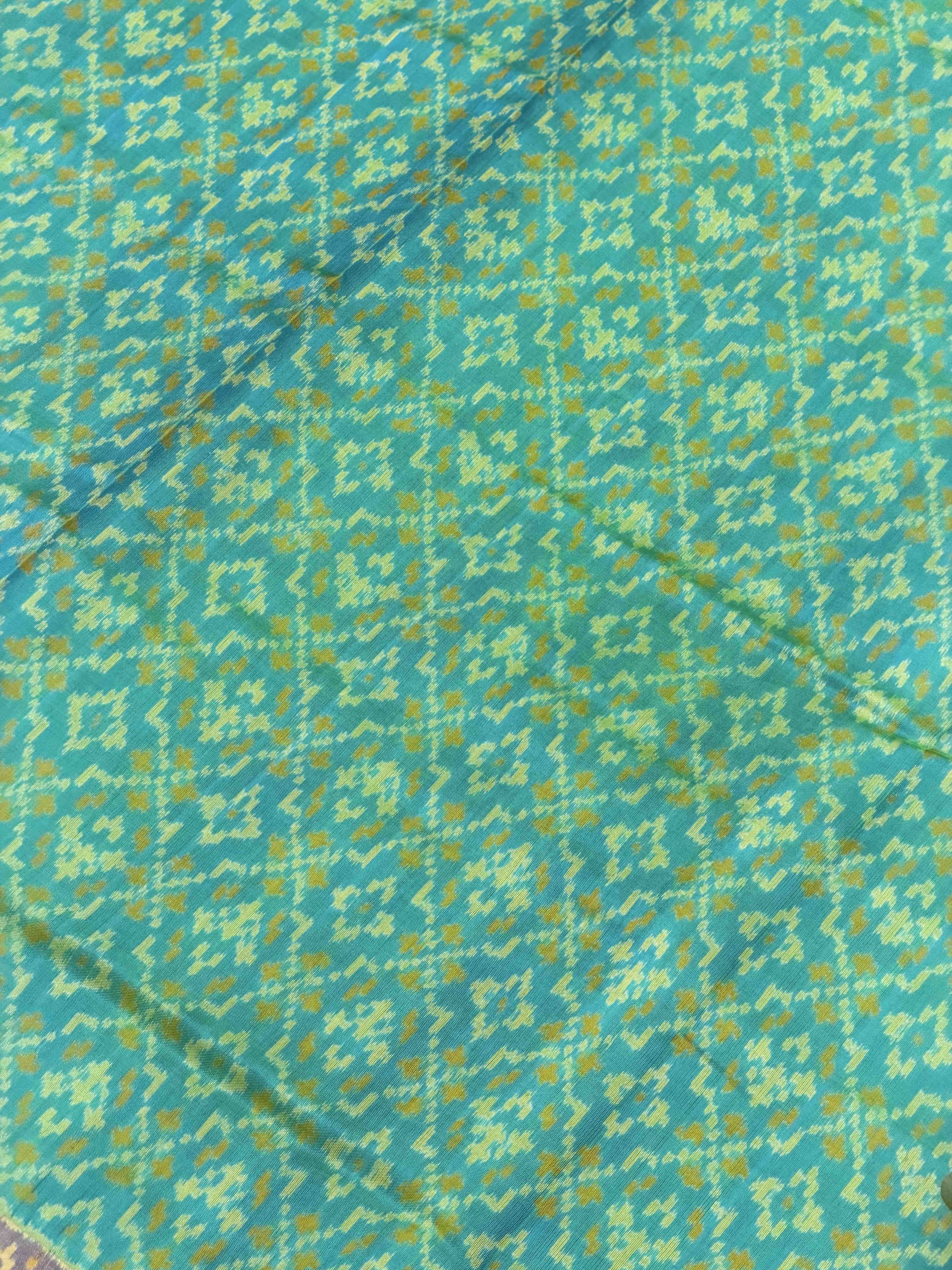 Blue & rama blue buttonful rajkot Patola Saree