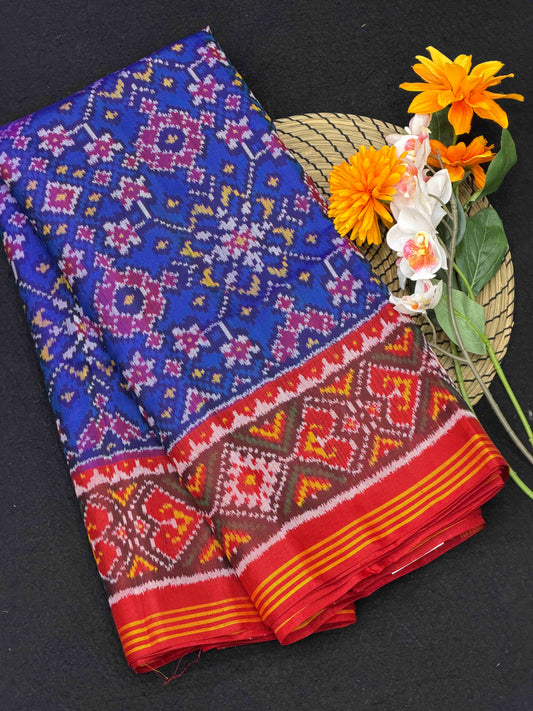 Red & Blue Navaratan Patola Saree
