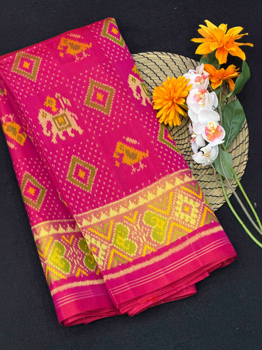 Rani Pink Traditional Rajkot Patola Saree