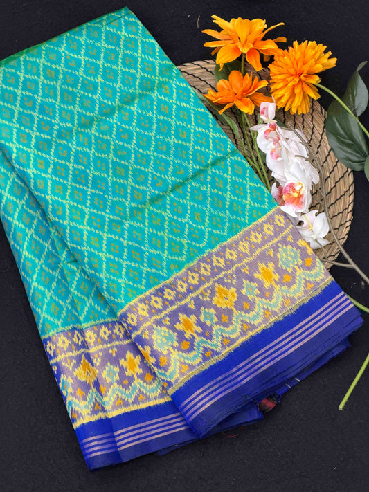 Blue & rama blue Daliyabhat Rajkot Patola Saree