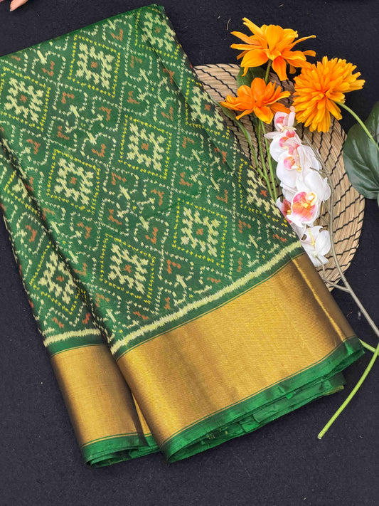 Panchanda design broad tissue border Rajkot Patola Saree
