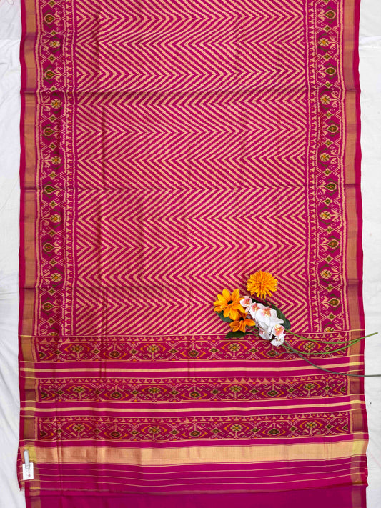 Pink zigzag Rajkot Patola Saree