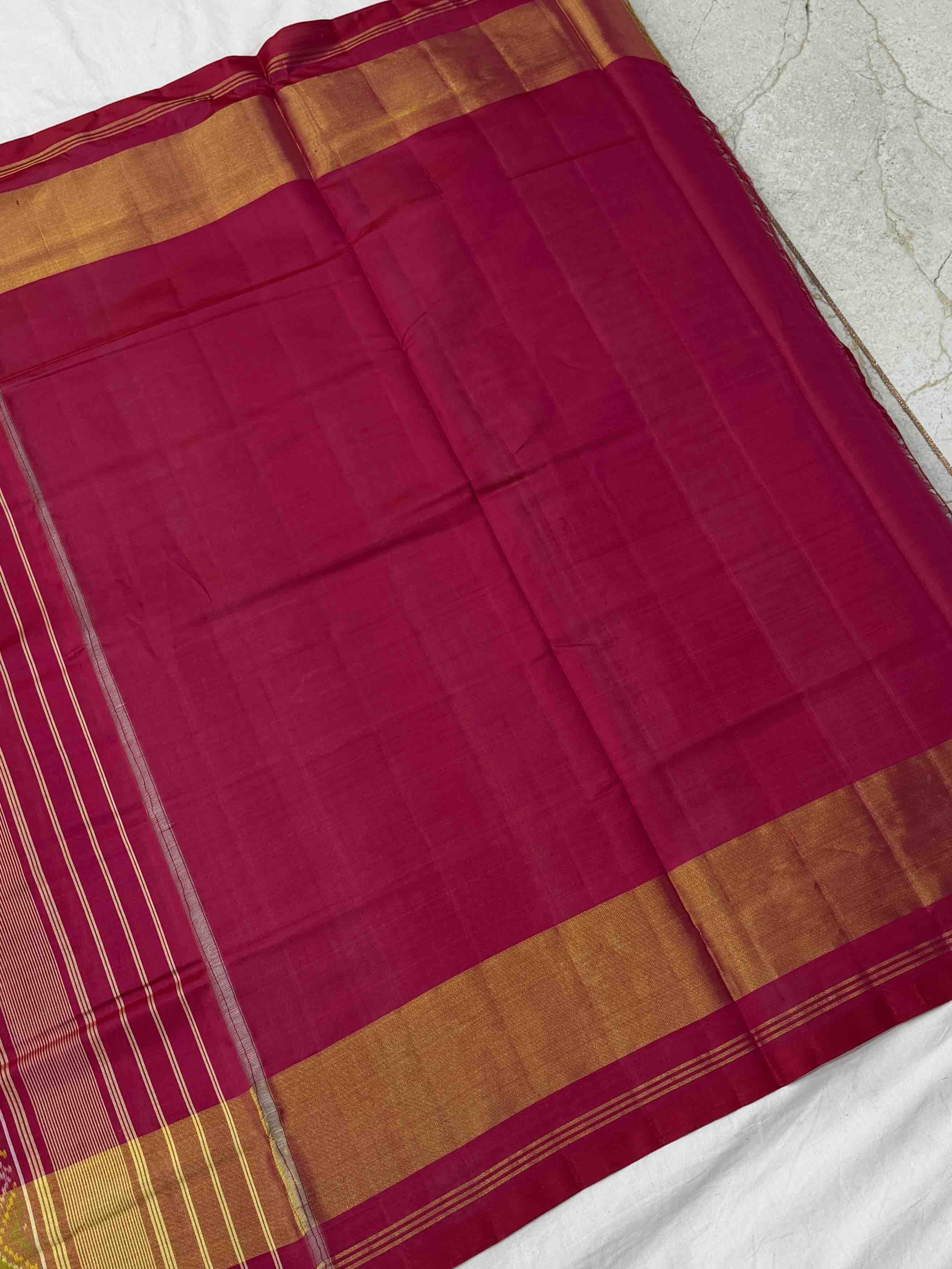 Pink & Musterd Skirt border Rajkot Patola Saree