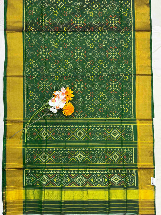 Pink broad tissue border Rajkot Patola Saree