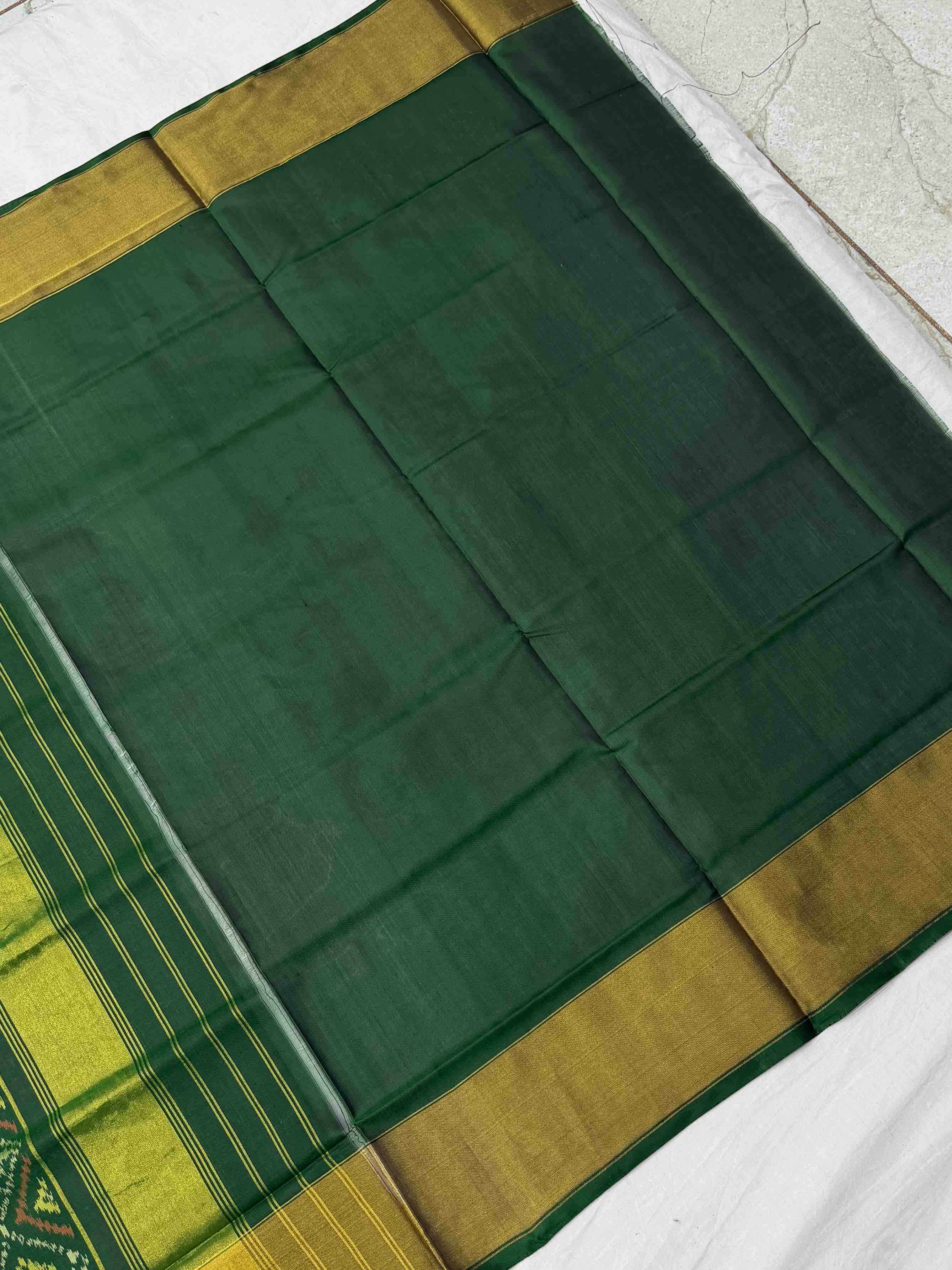 Pink broad tissue border Rajkot Patola Saree