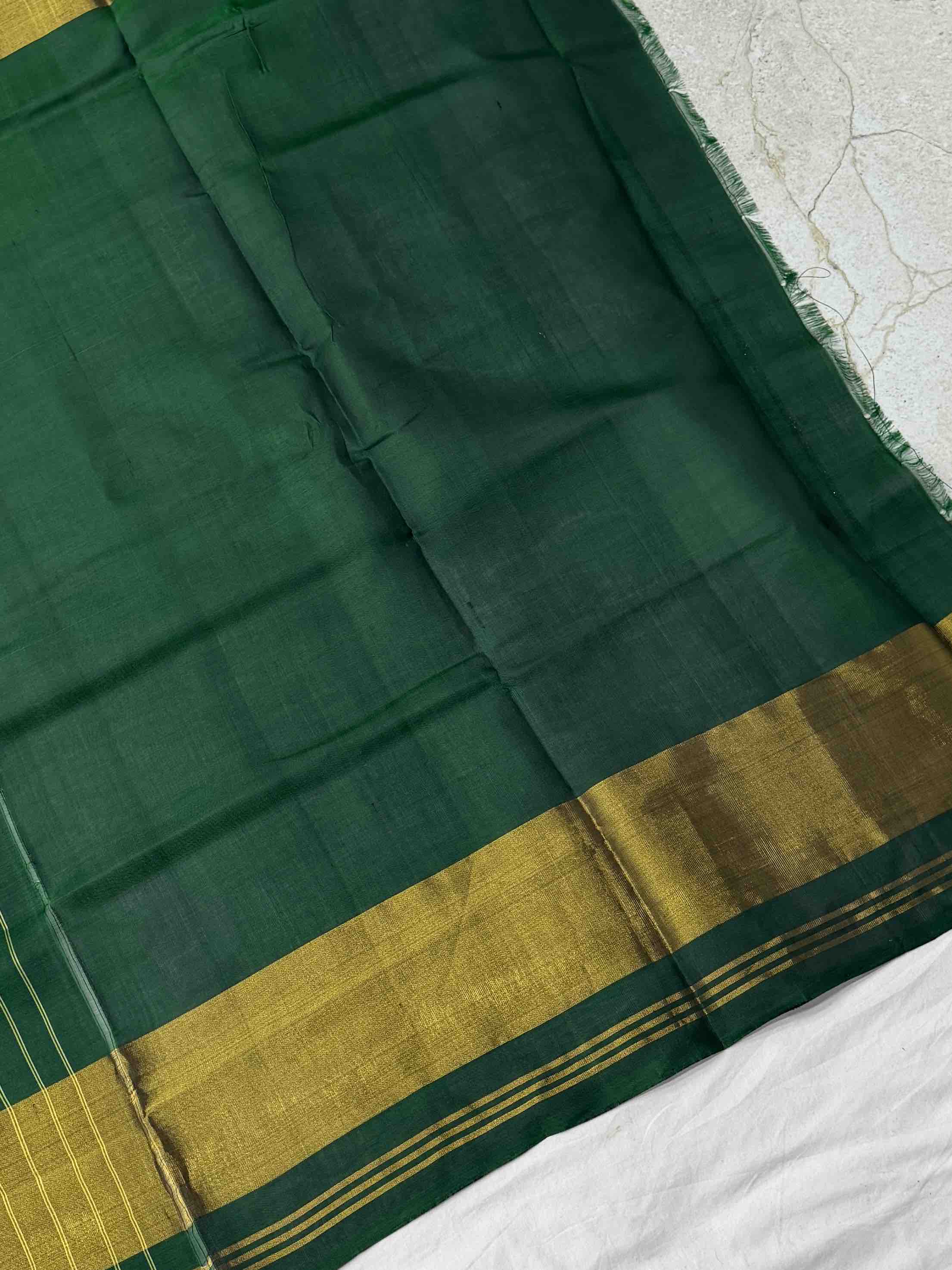 Green tissue border button ful Patola Saree