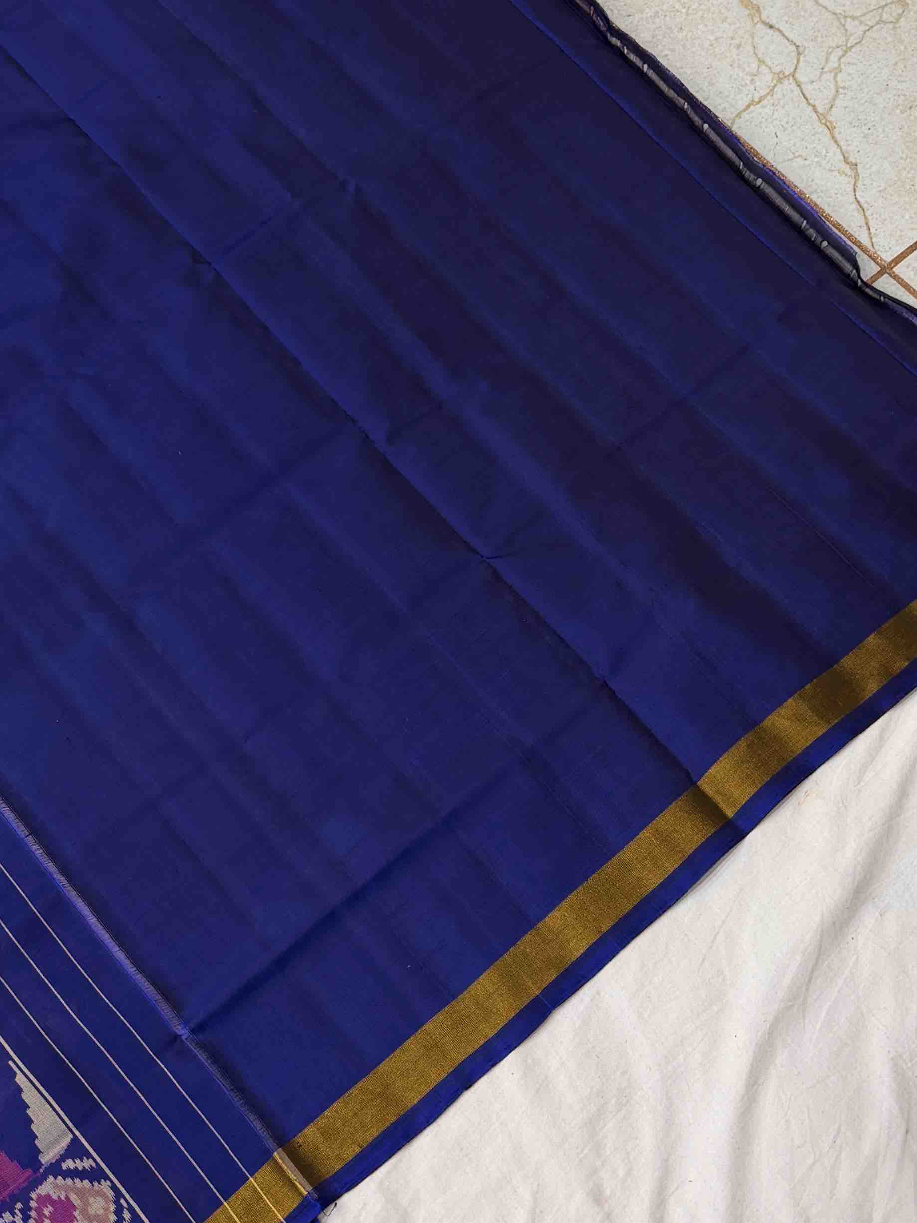Blue & white diamond chex rajkot Patola Saree