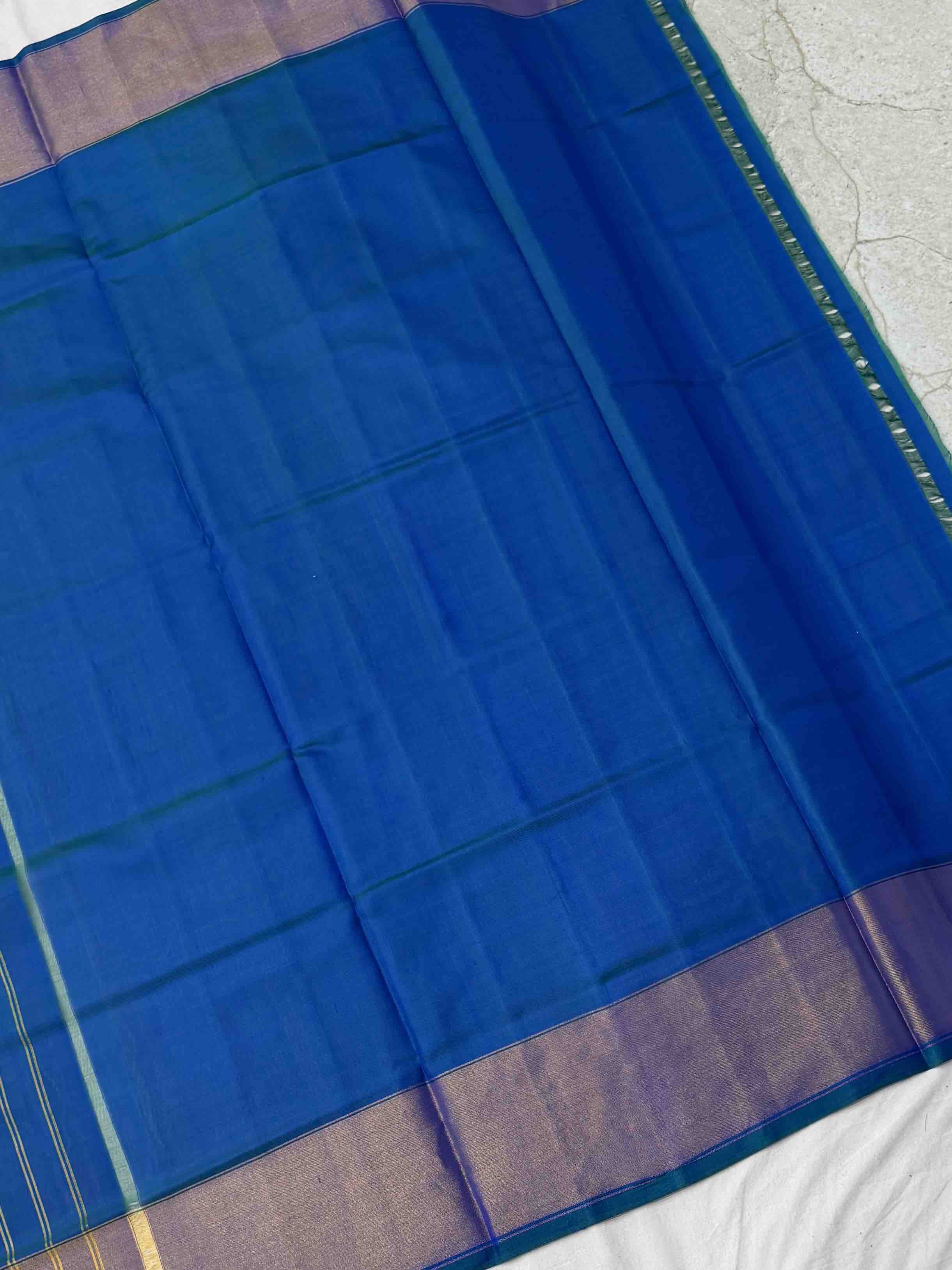 Peacock Blue Broad tissue border Rajkot Patola Saree