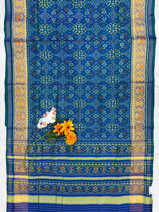 Peacock blue navarat tissue border Rajkot Patola Saree