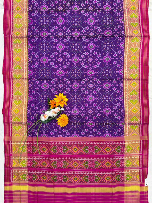 Pink & Purple Navaratan Tissue border Rajkot Patola Saree