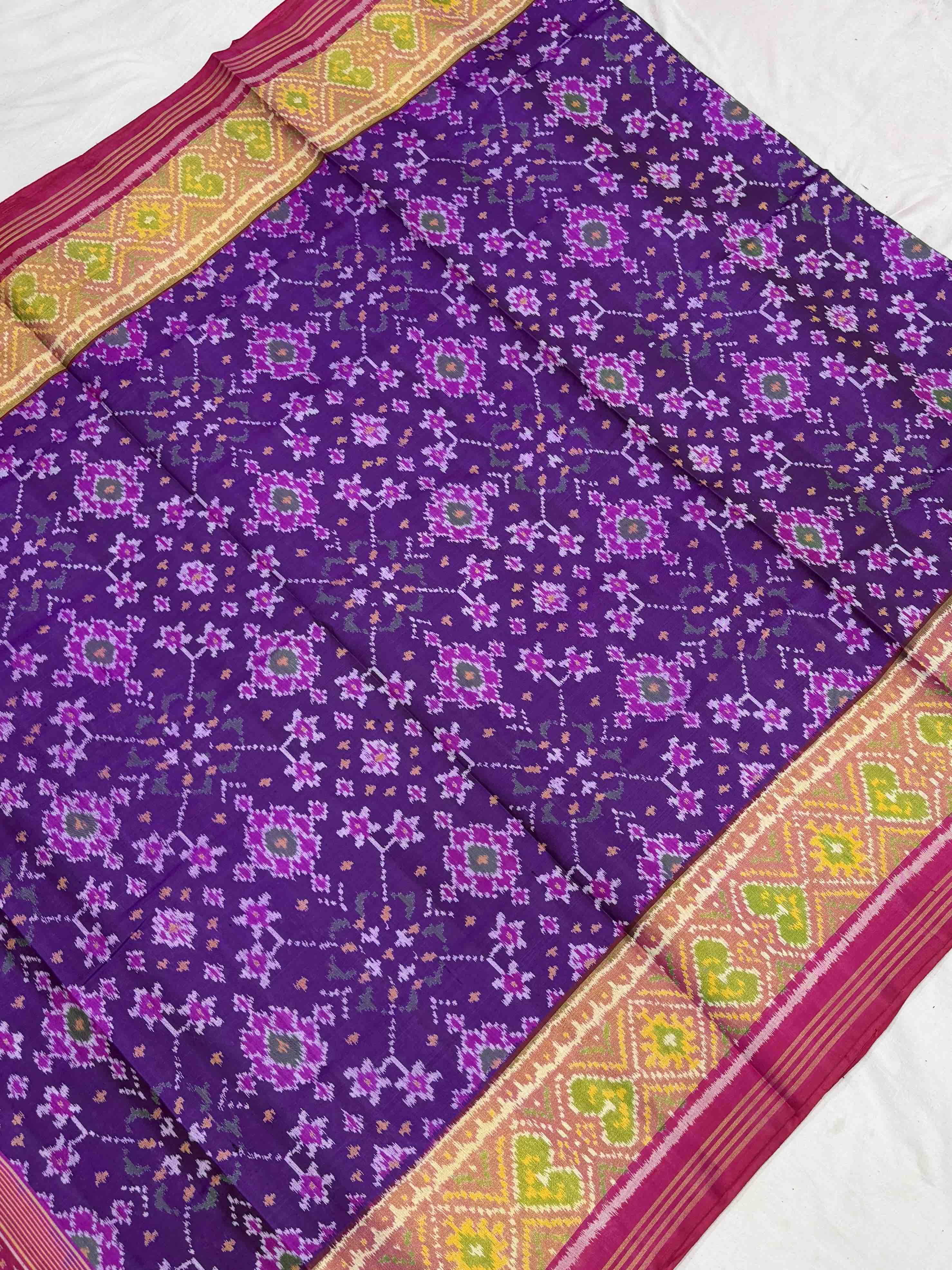 Pink & Purple Navaratan Tissue border Rajkot Patola Saree