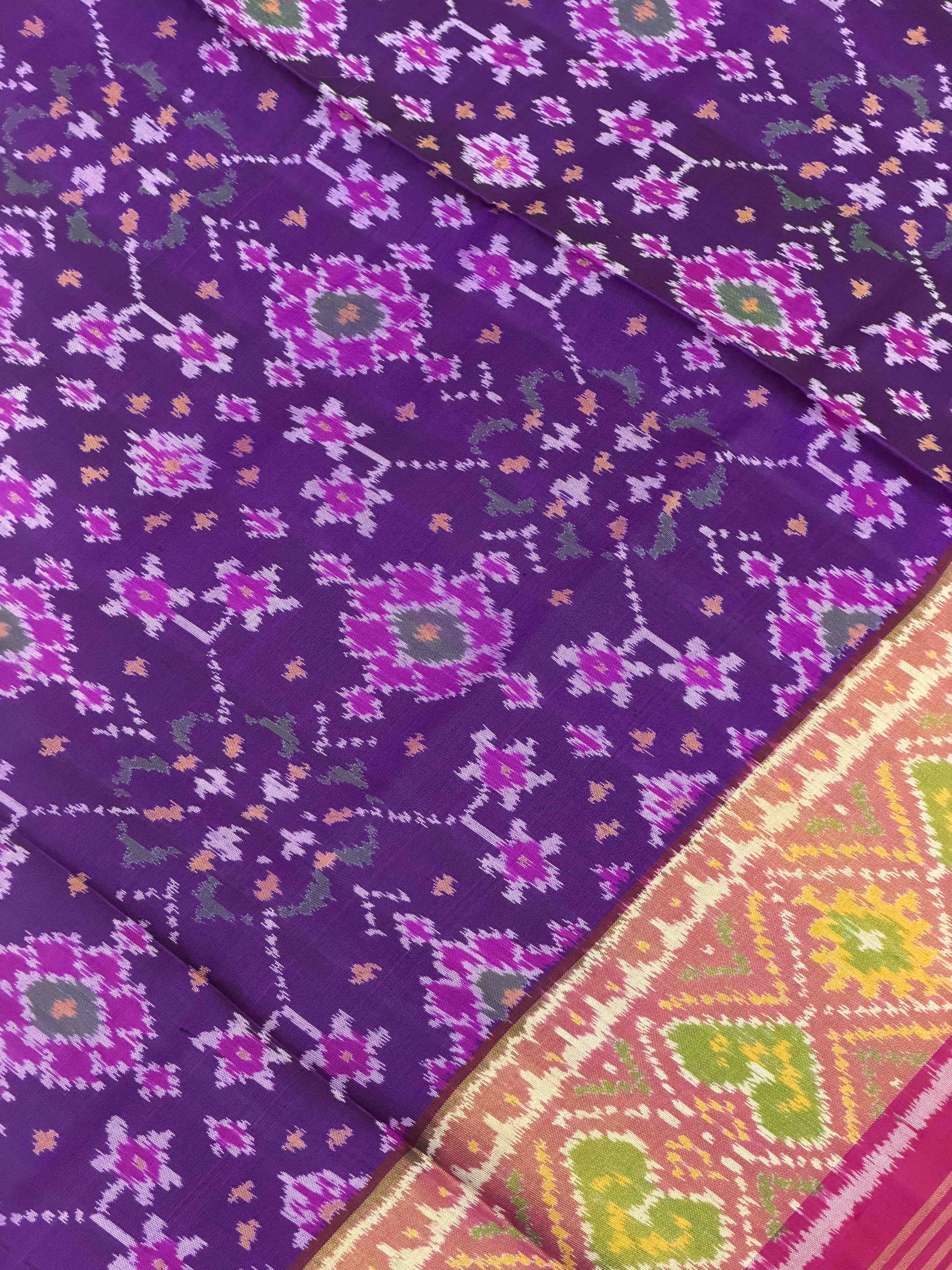 Pink & Purple Navaratan Tissue border Rajkot Patola Saree