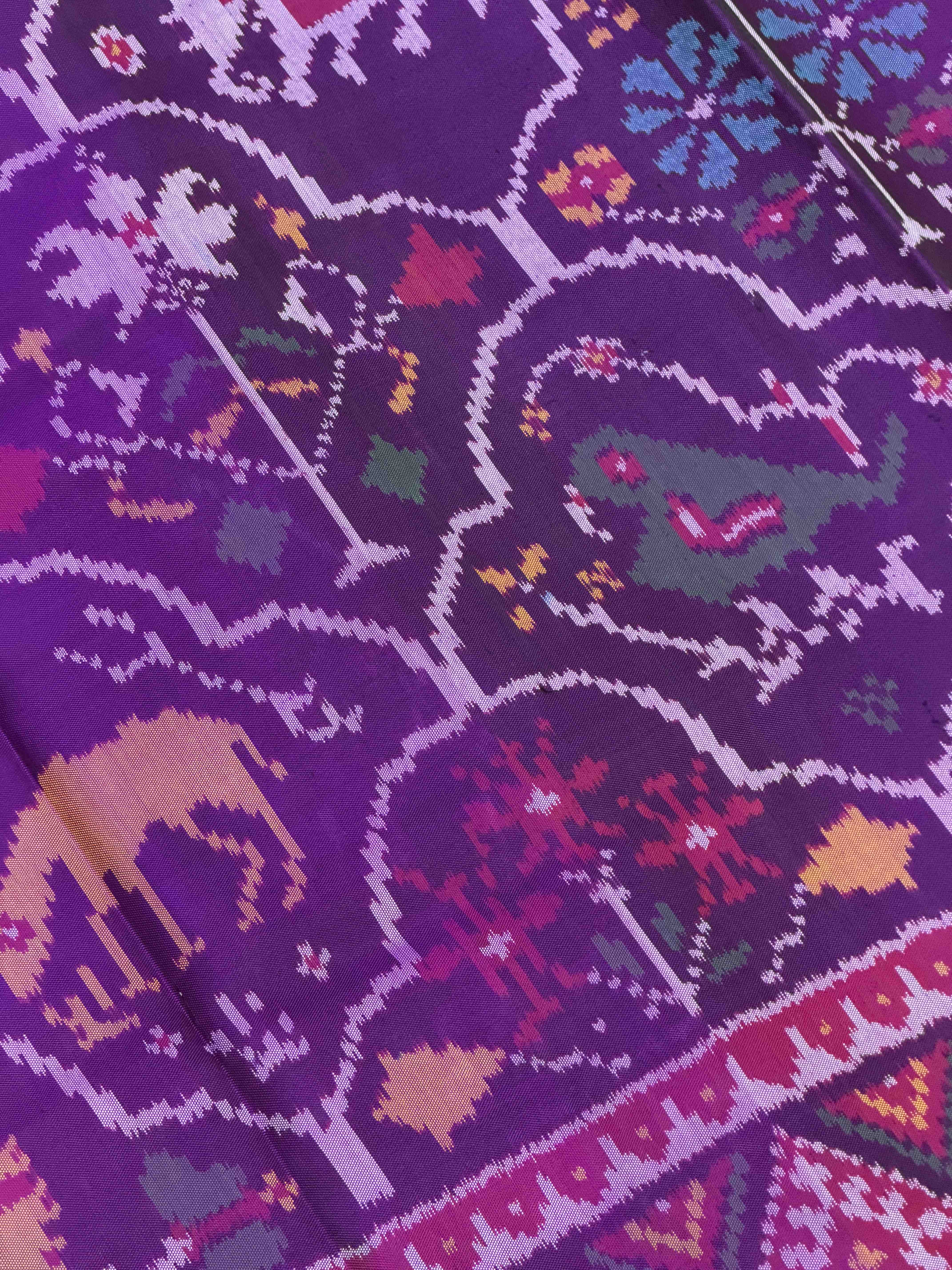 Pink Purple Figures Design Single ikat Patan Patola Saree