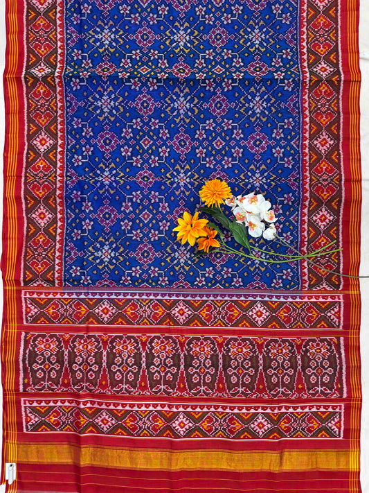 Red & Blue Navaratan Patola Saree