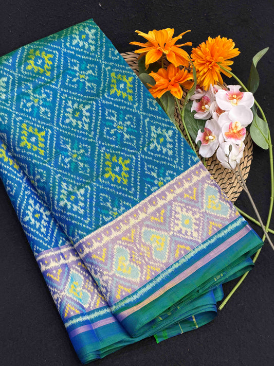 Peacock Blue shaded Panchanda Patola Saree